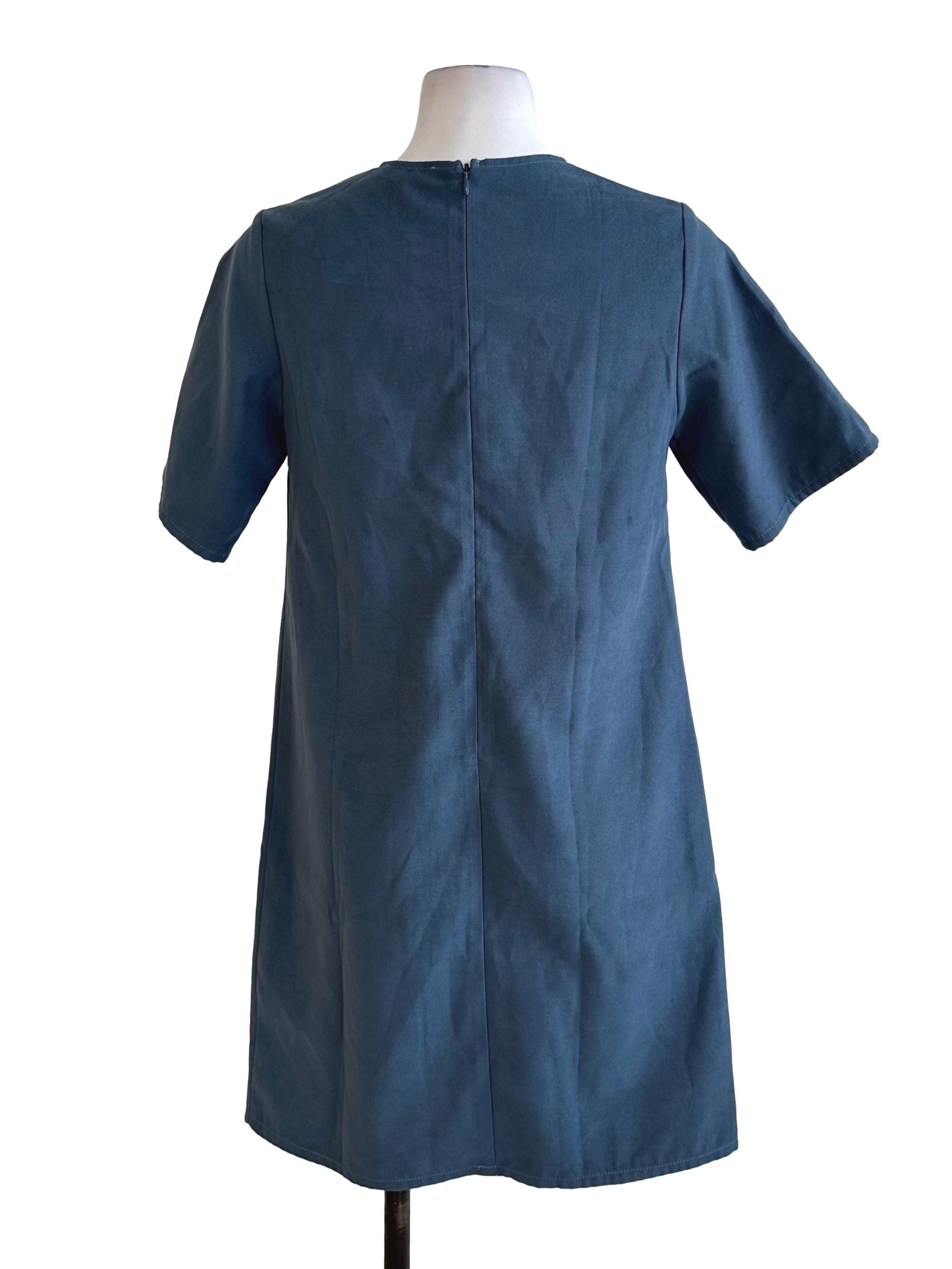 Aegean Blue Round Neck Pocket Dress LB