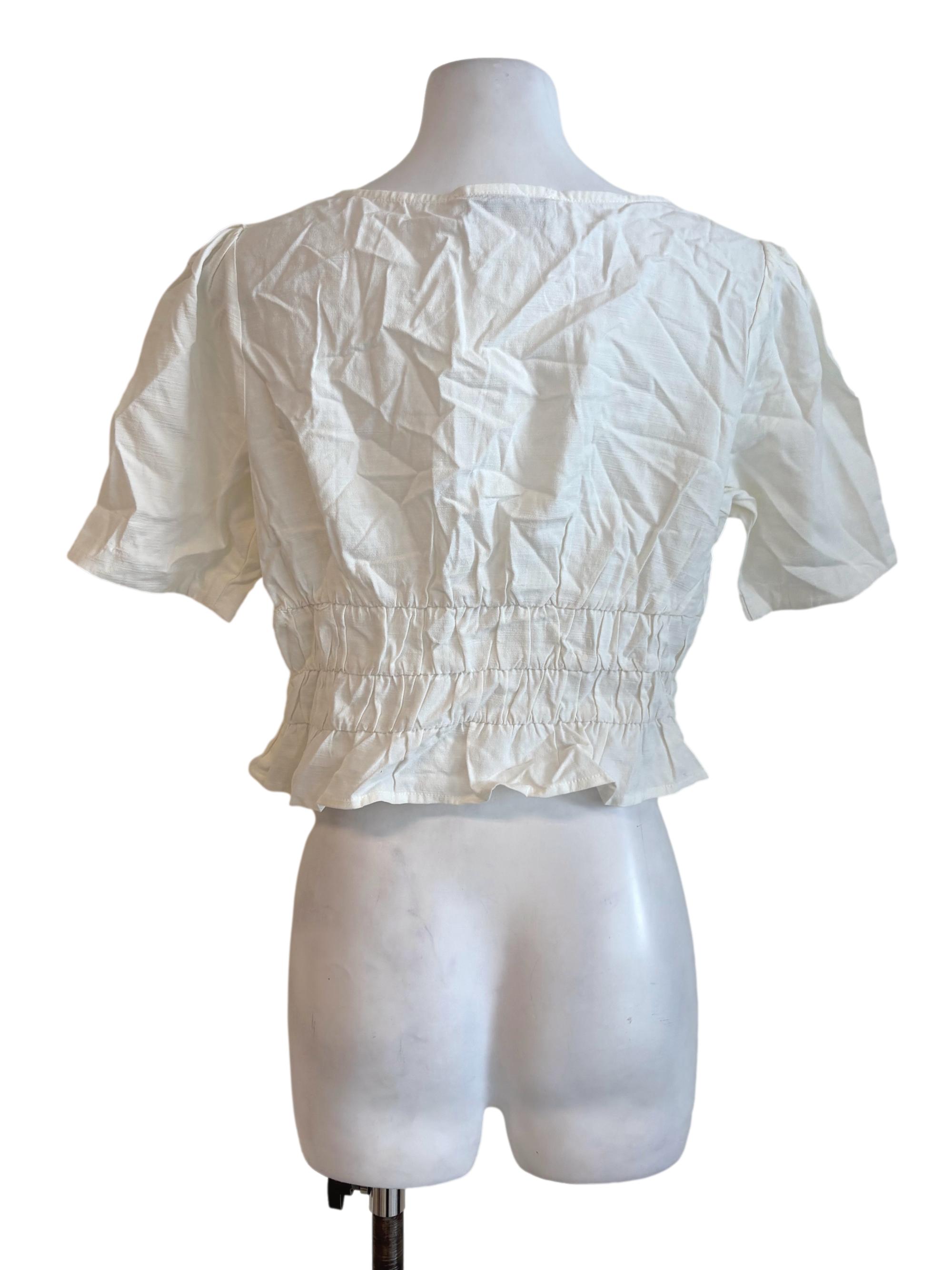White Square Neck Smock Top LB
