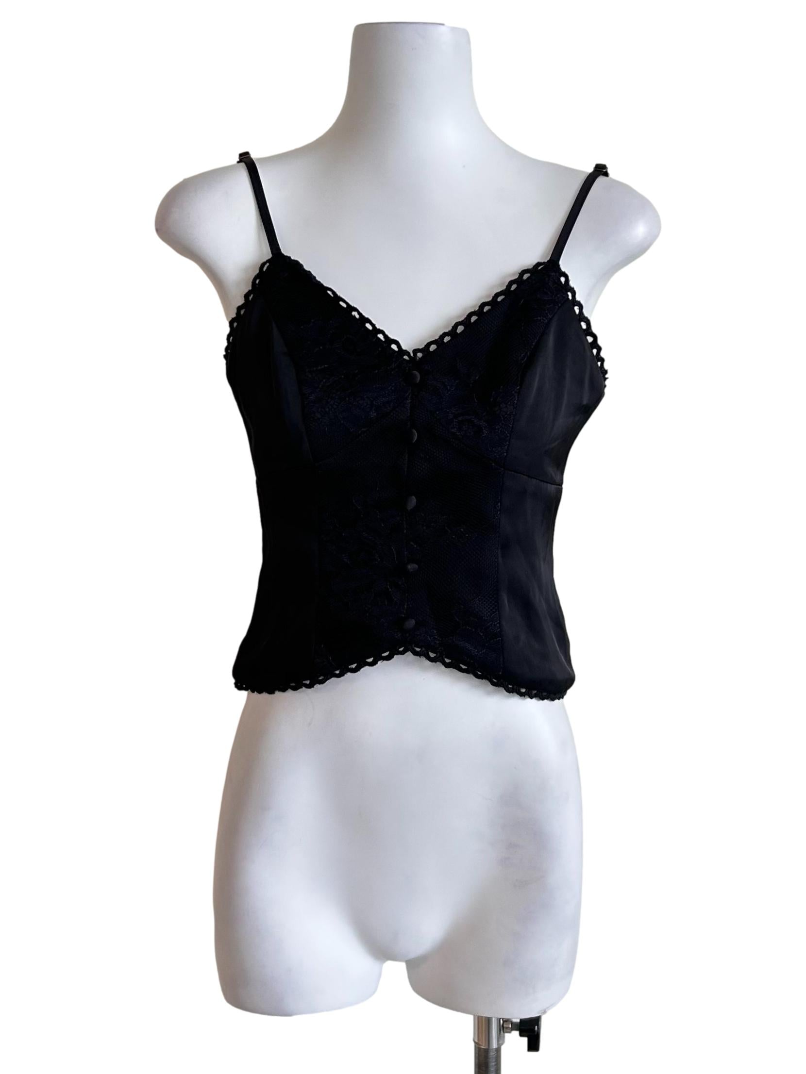 Black Satin Laced  Camisole Top
