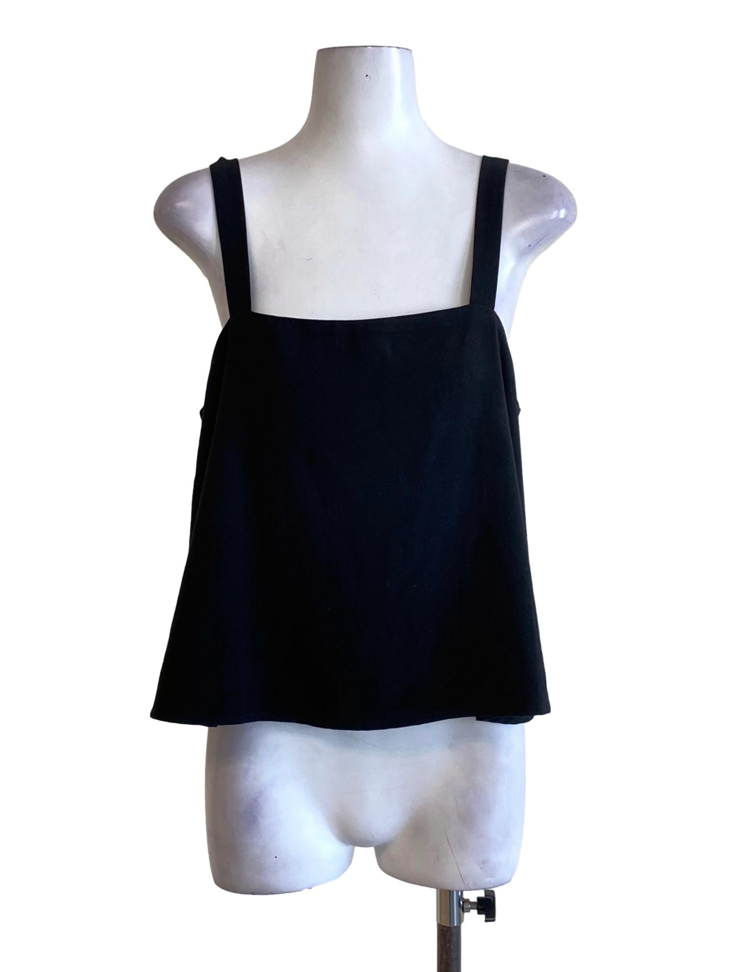 Rich Black Square Neck Flowy Tank Top TTR