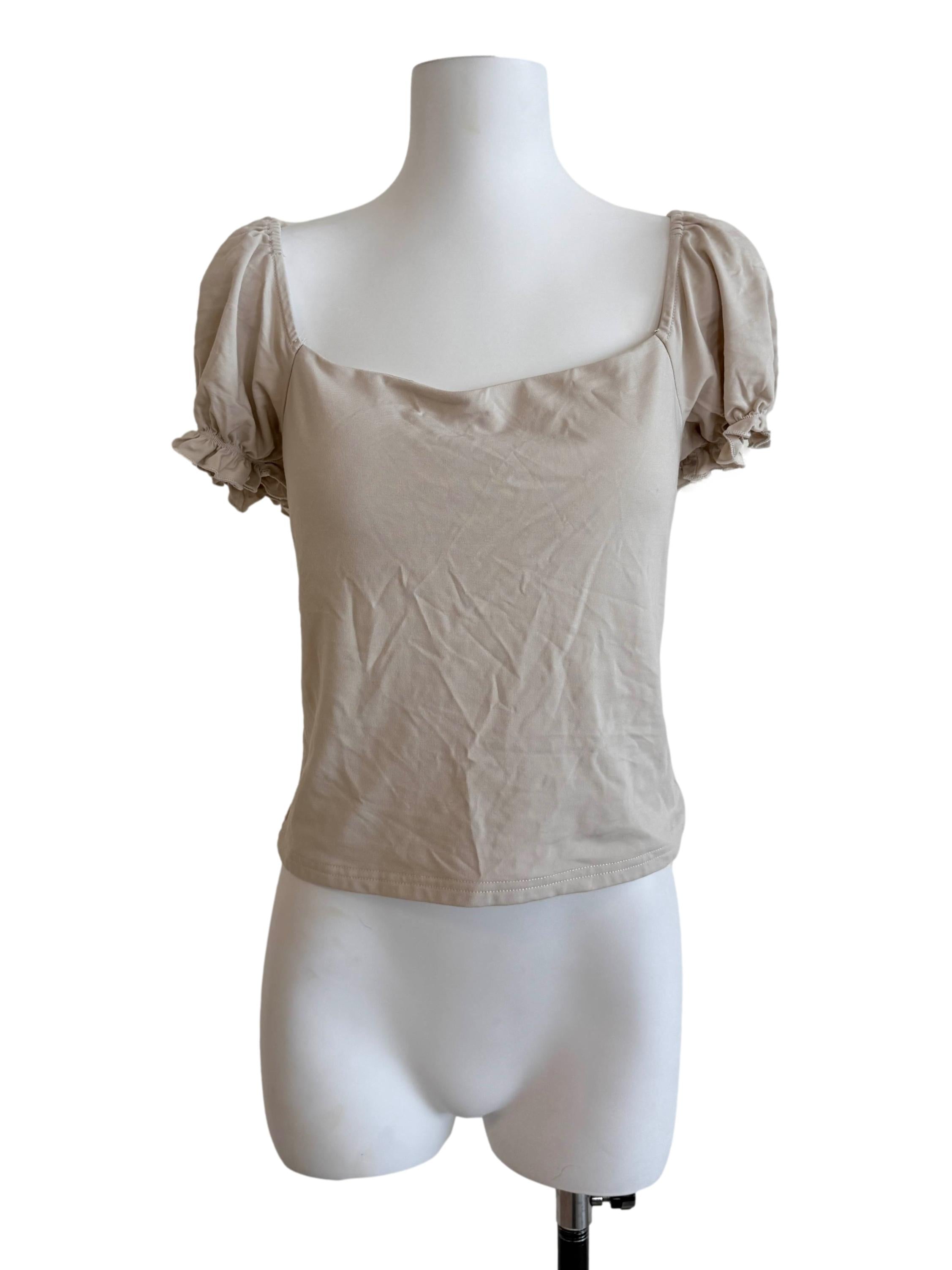 Light Beige Puff Sleeves Top