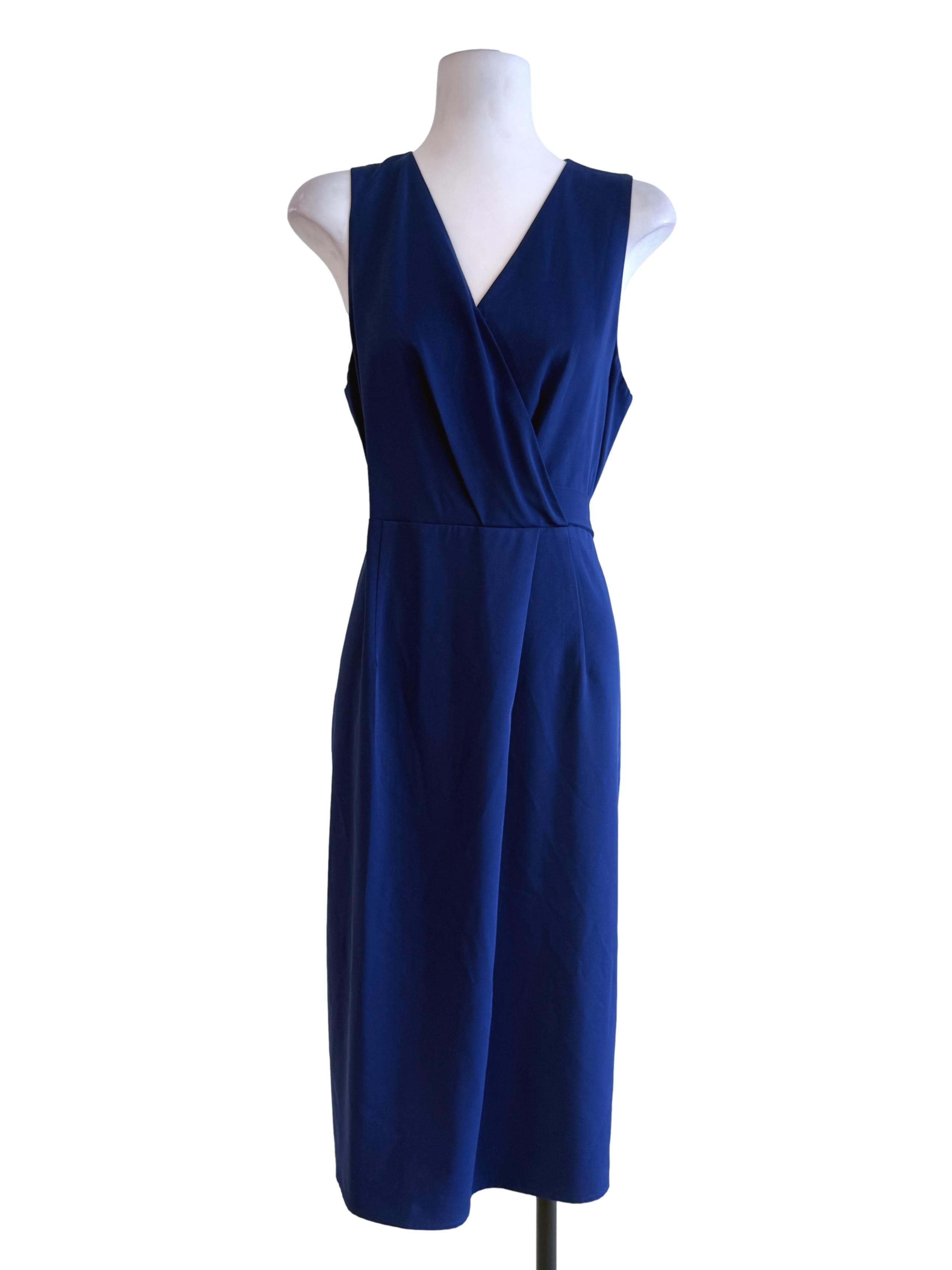 Plain Blue Sleeveless Midi Dress LB