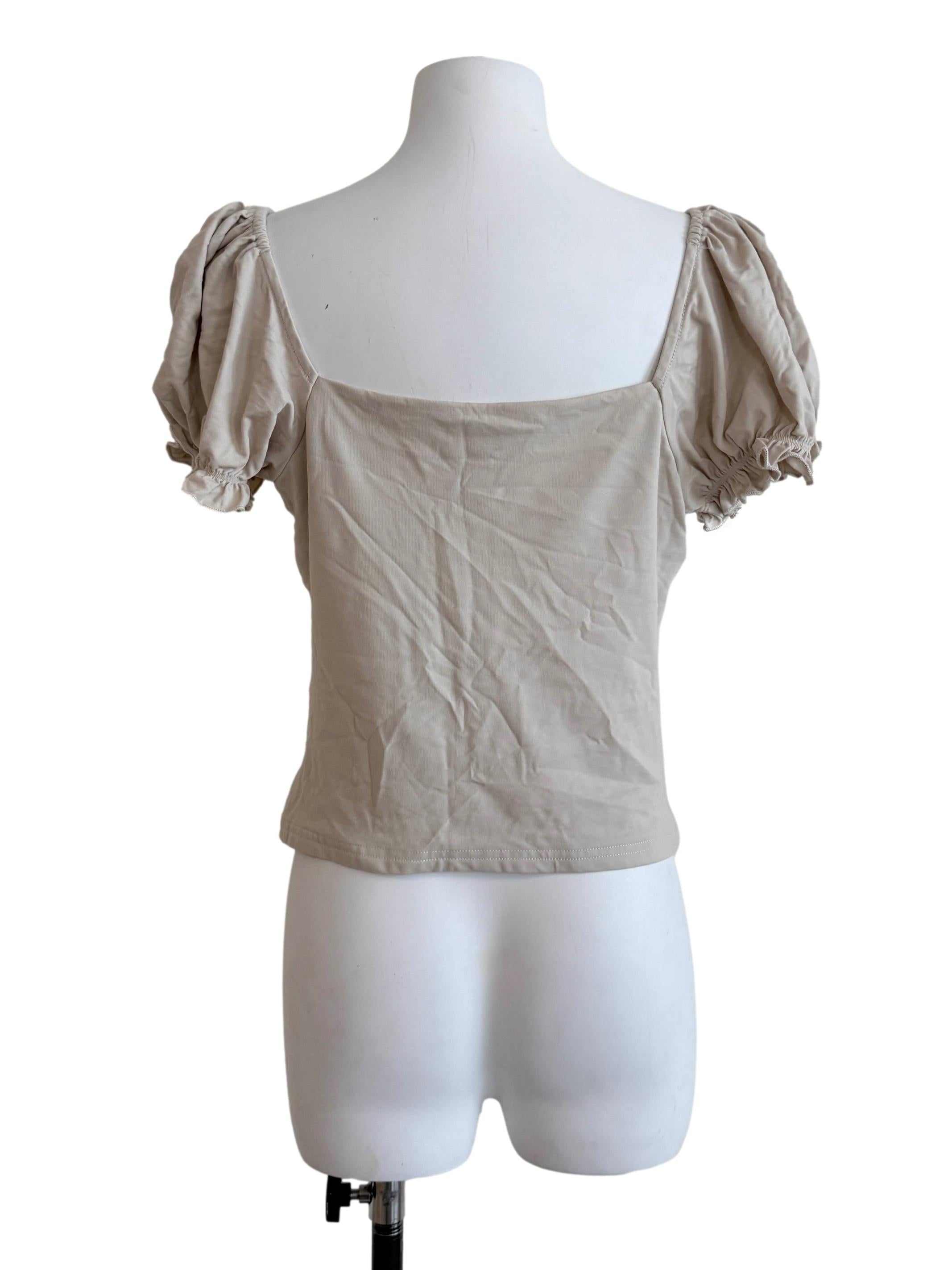 Light Beige Puff Sleeves Top