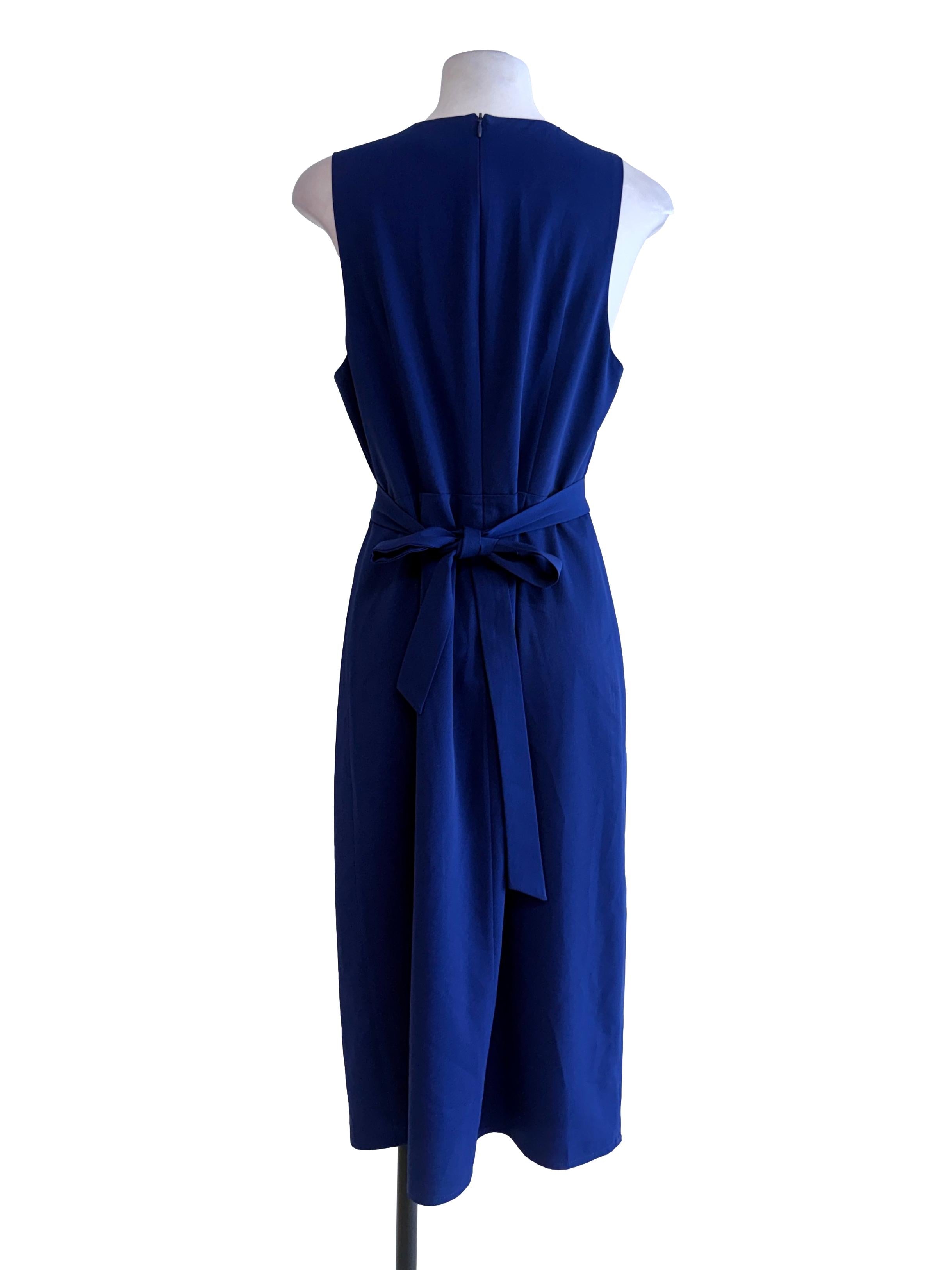 Plain Blue Sleeveless Midi Dress LB