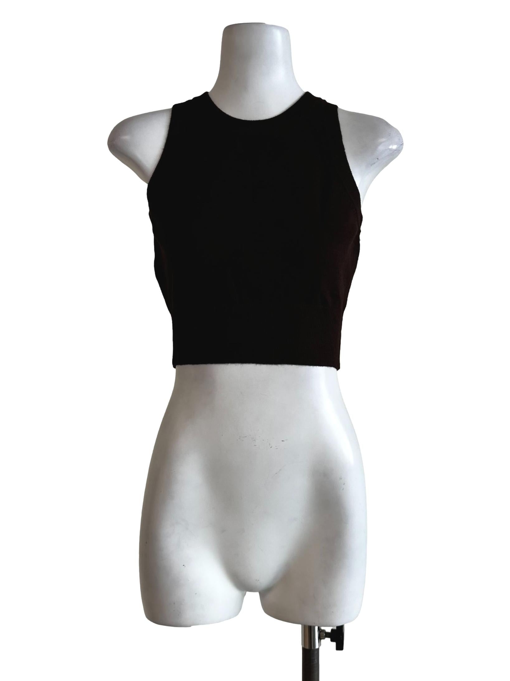 Umber Brown Pencil Stripes Sleeveless Top