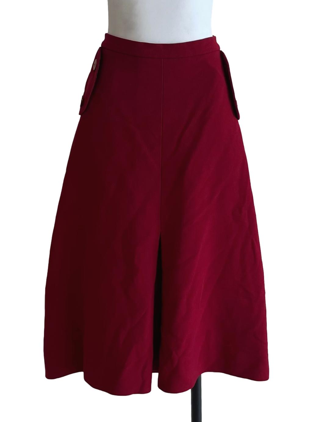 Wine Red Graph Check A-Line Skirt