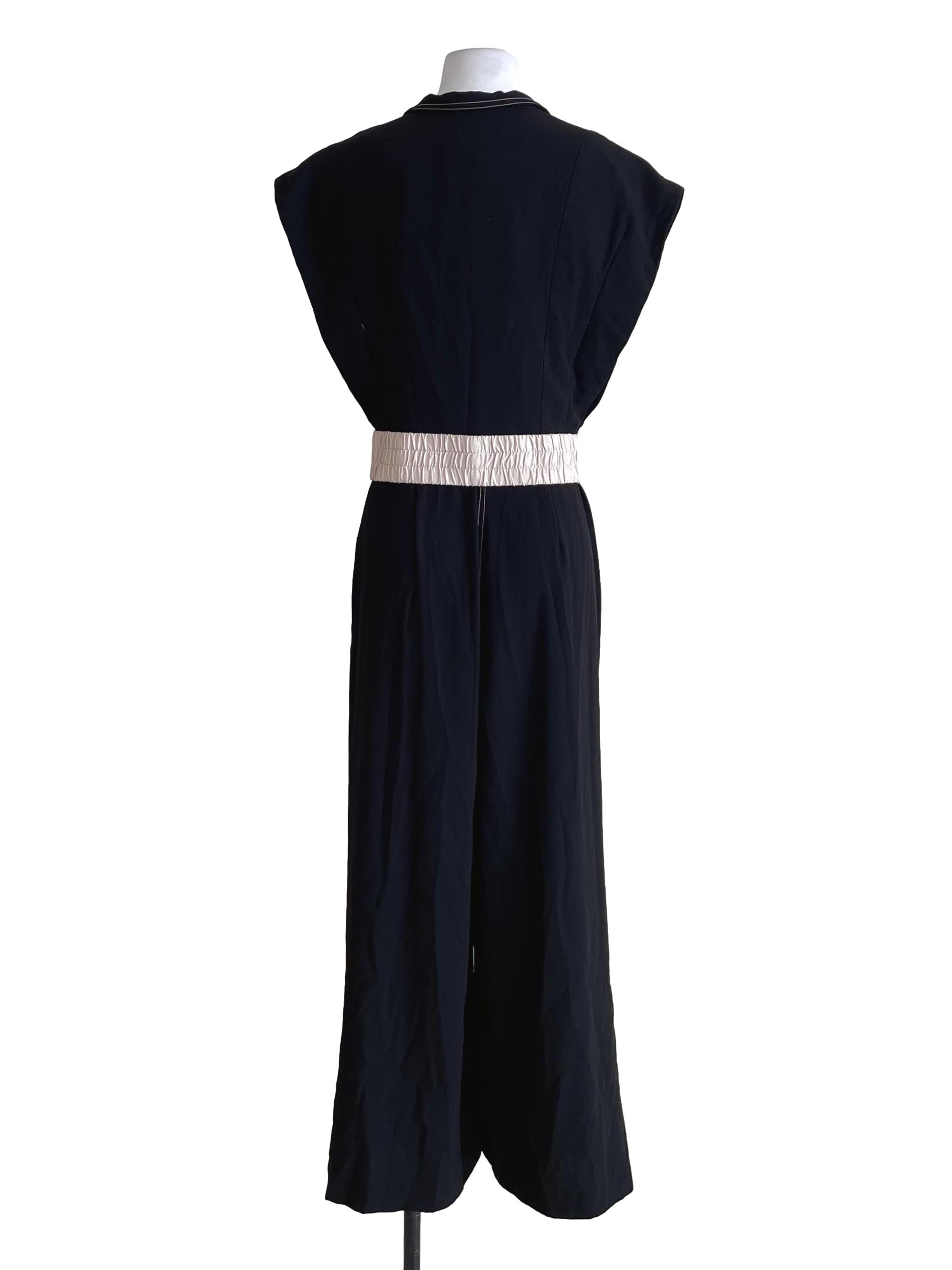 Black & Chiffon White Bust Pocket Jumpsuit