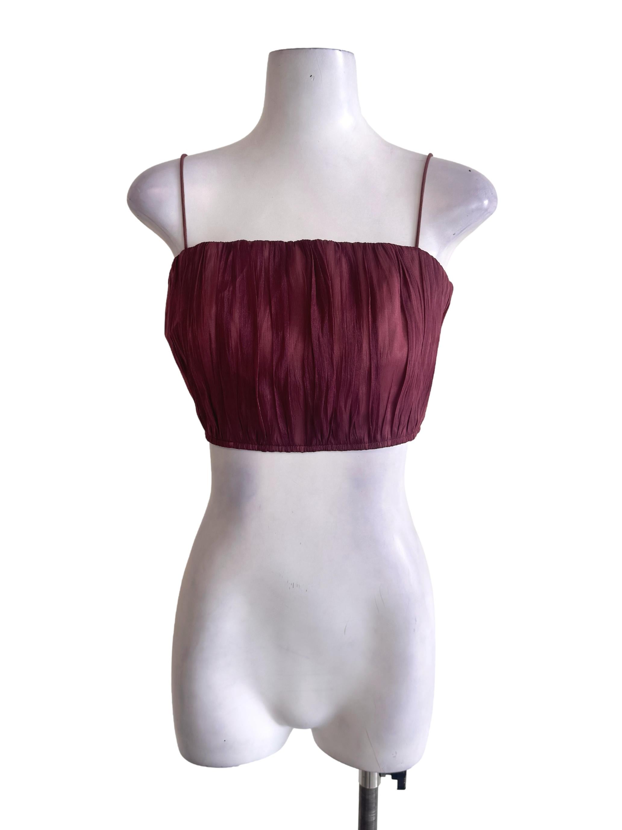 Maroon Ruched Crop Top