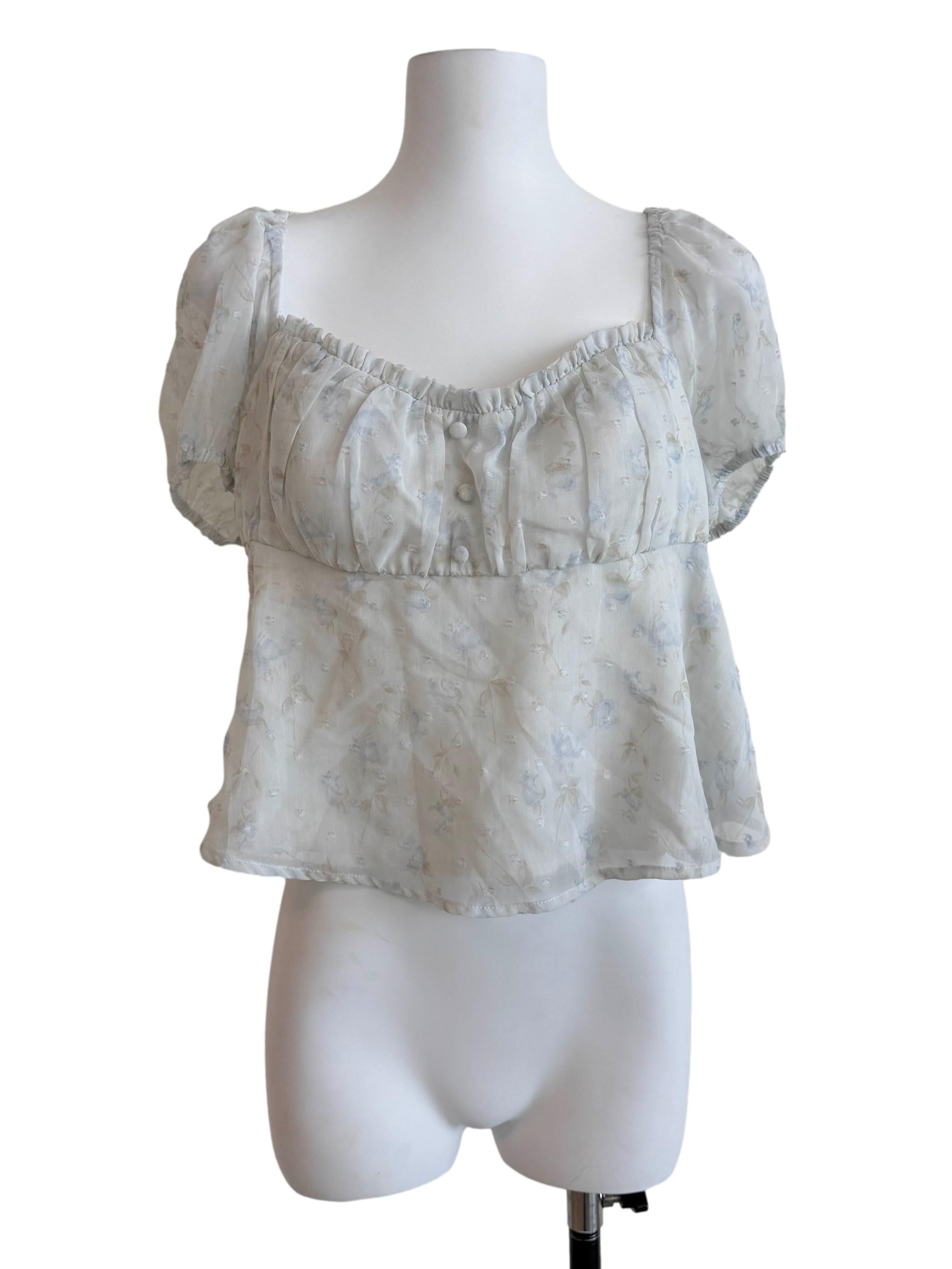 Baby Blue Flower Printed Top