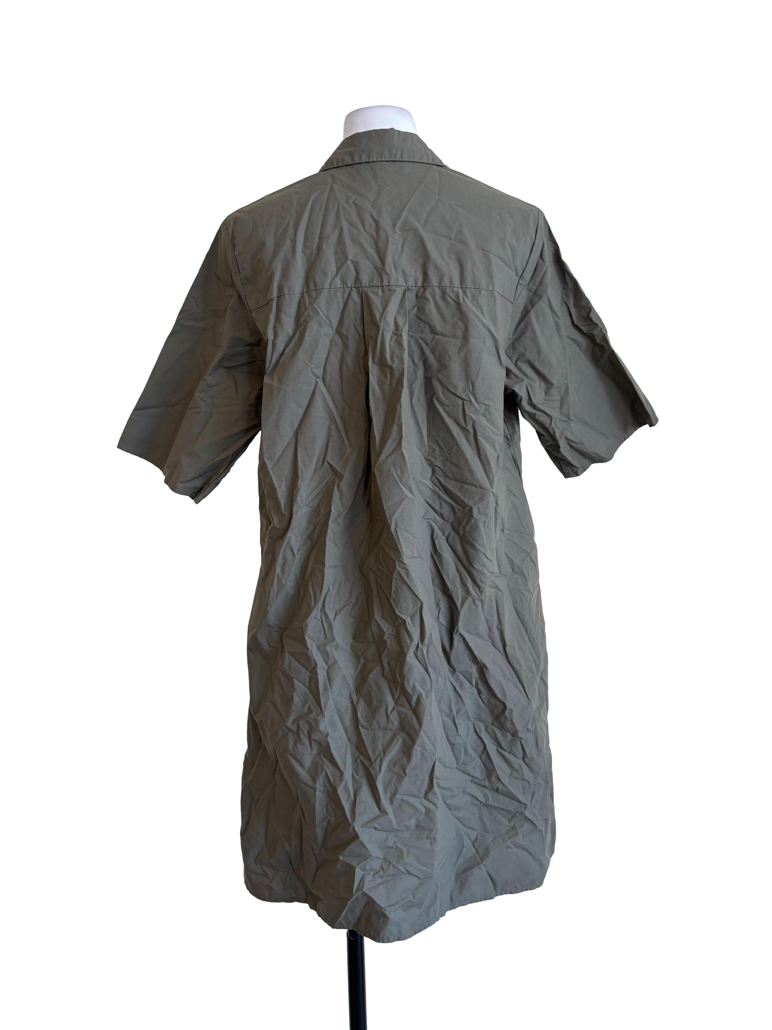 Crocodile Green Cotton Collar Dress