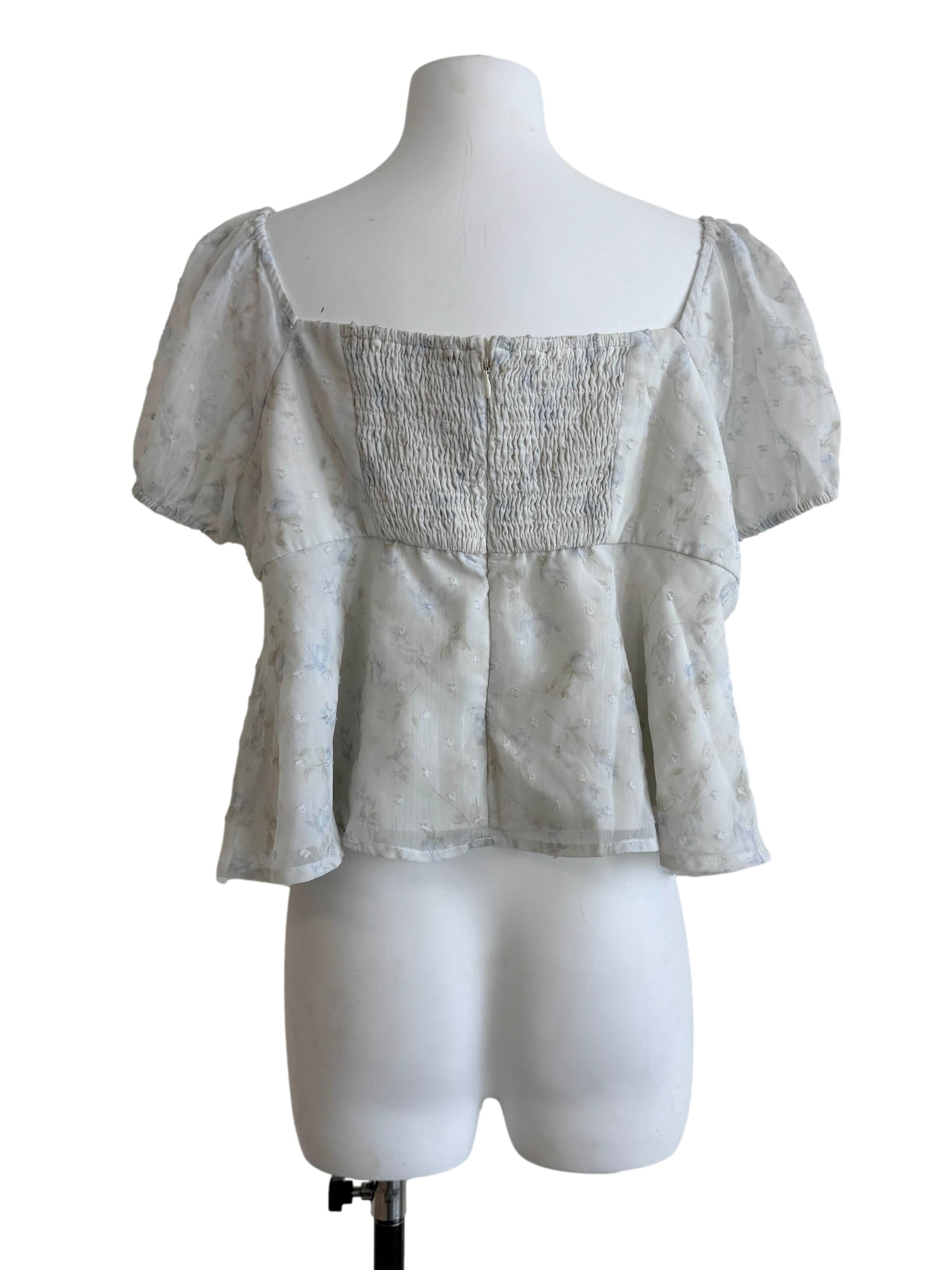 Baby Blue Flower Printed Top