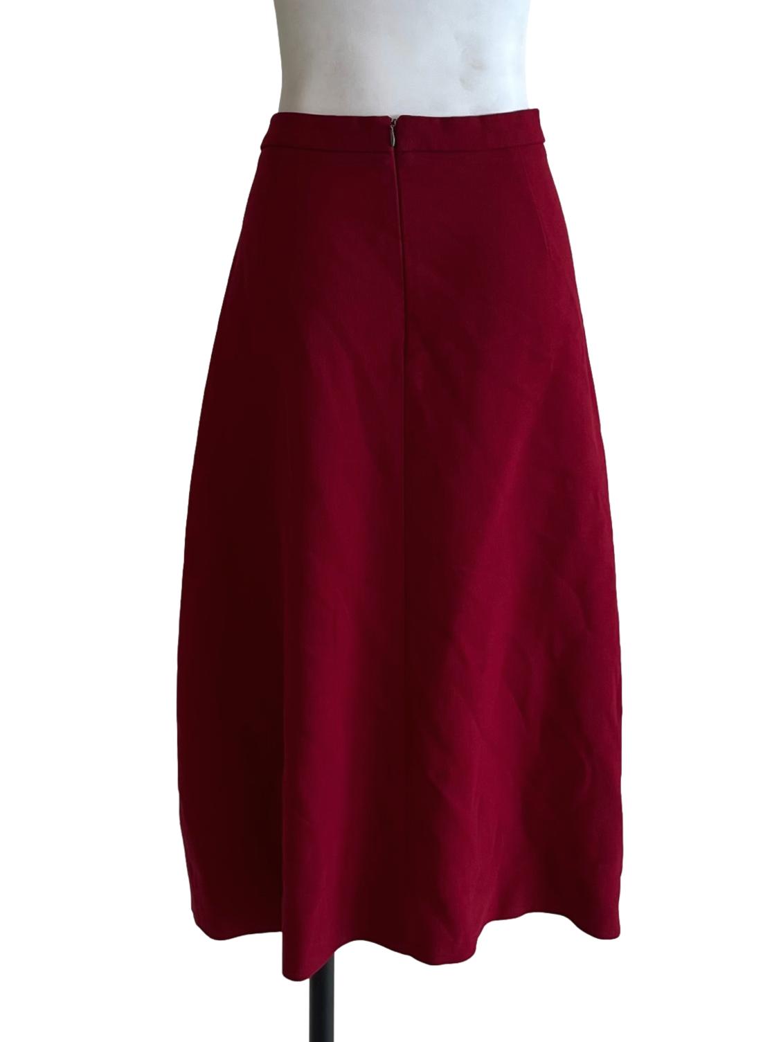 Wine Red Graph Check A-Line Skirt