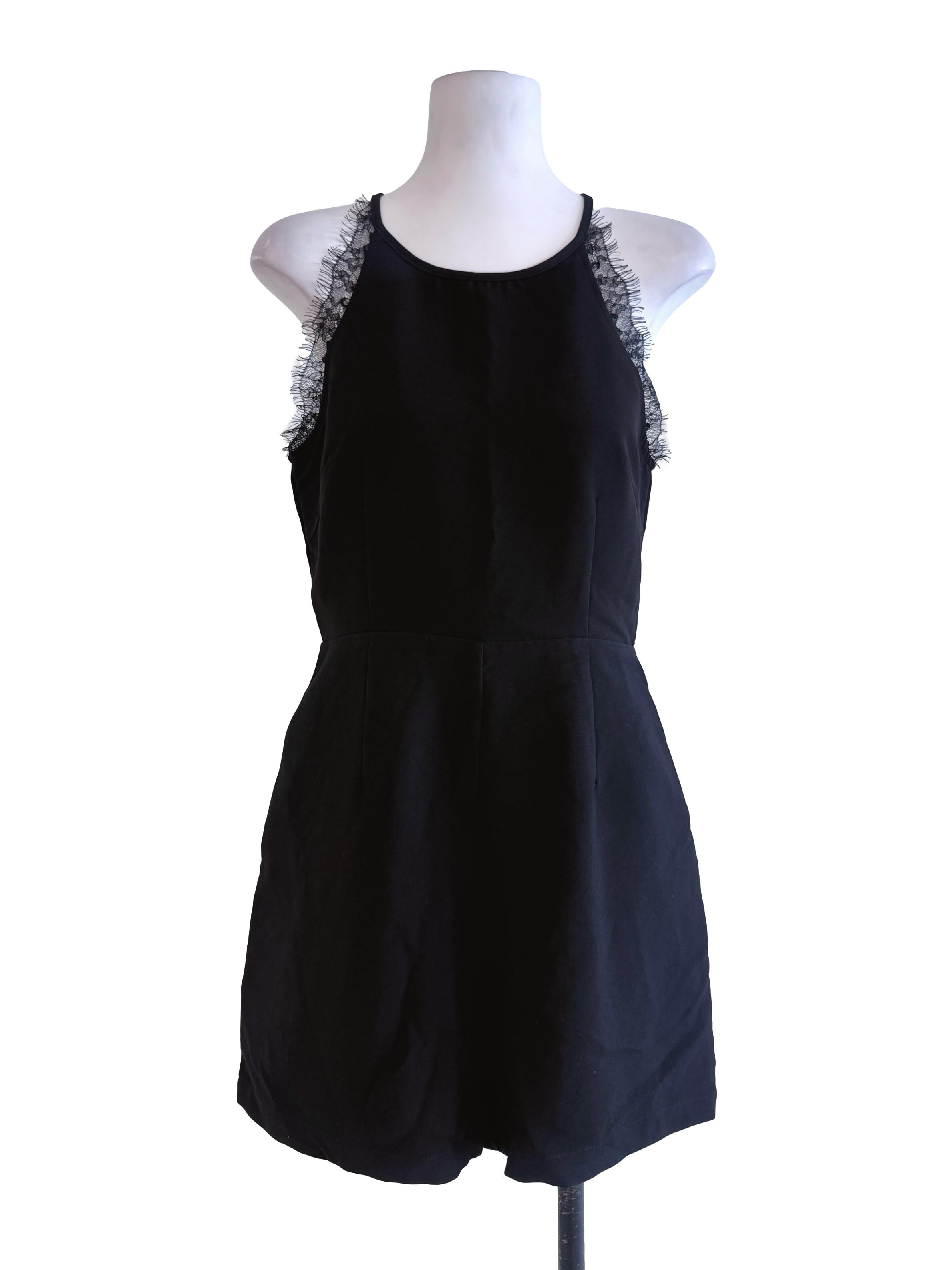 Black Sleeveless Short Romper TTR