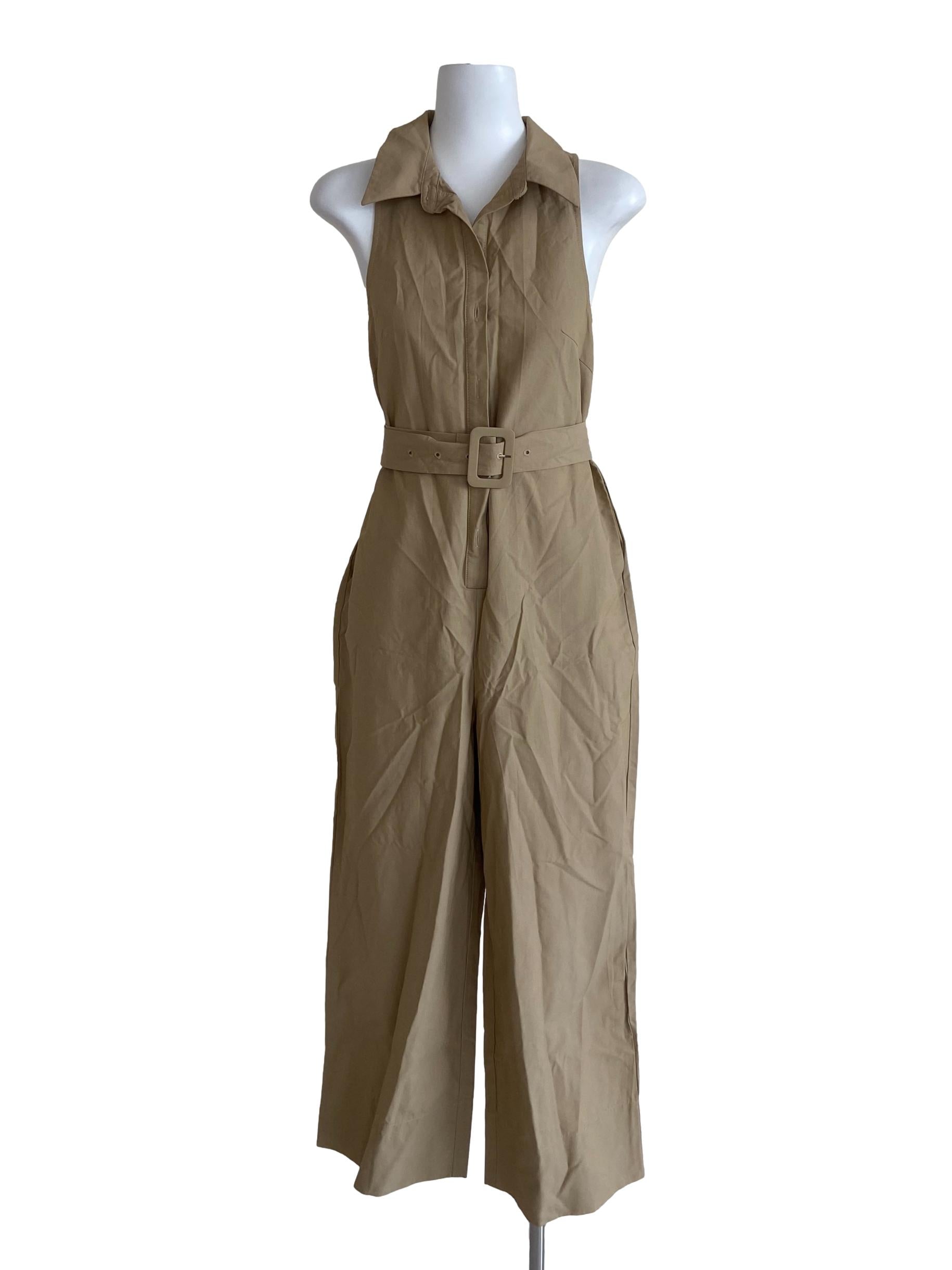 Tortilla Brown Cotton Belted Jumpsuit OSN