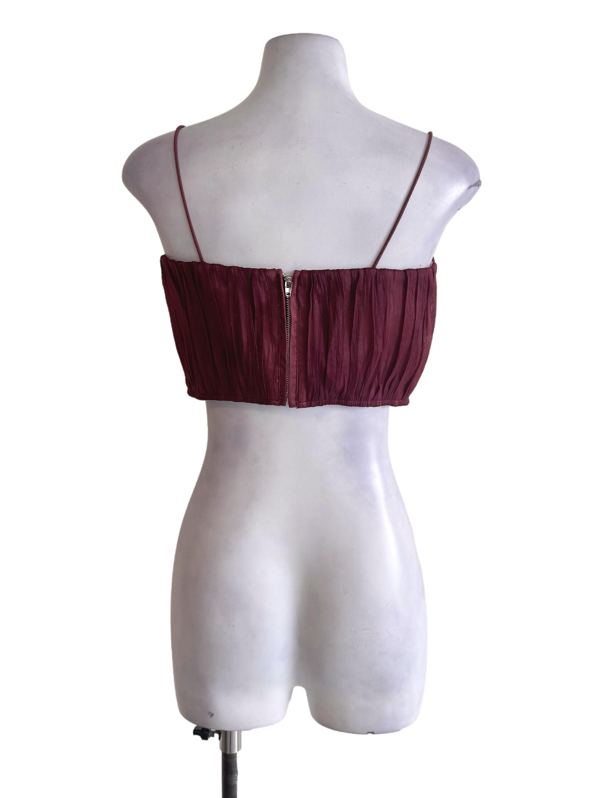 Maroon Ruched Crop Top