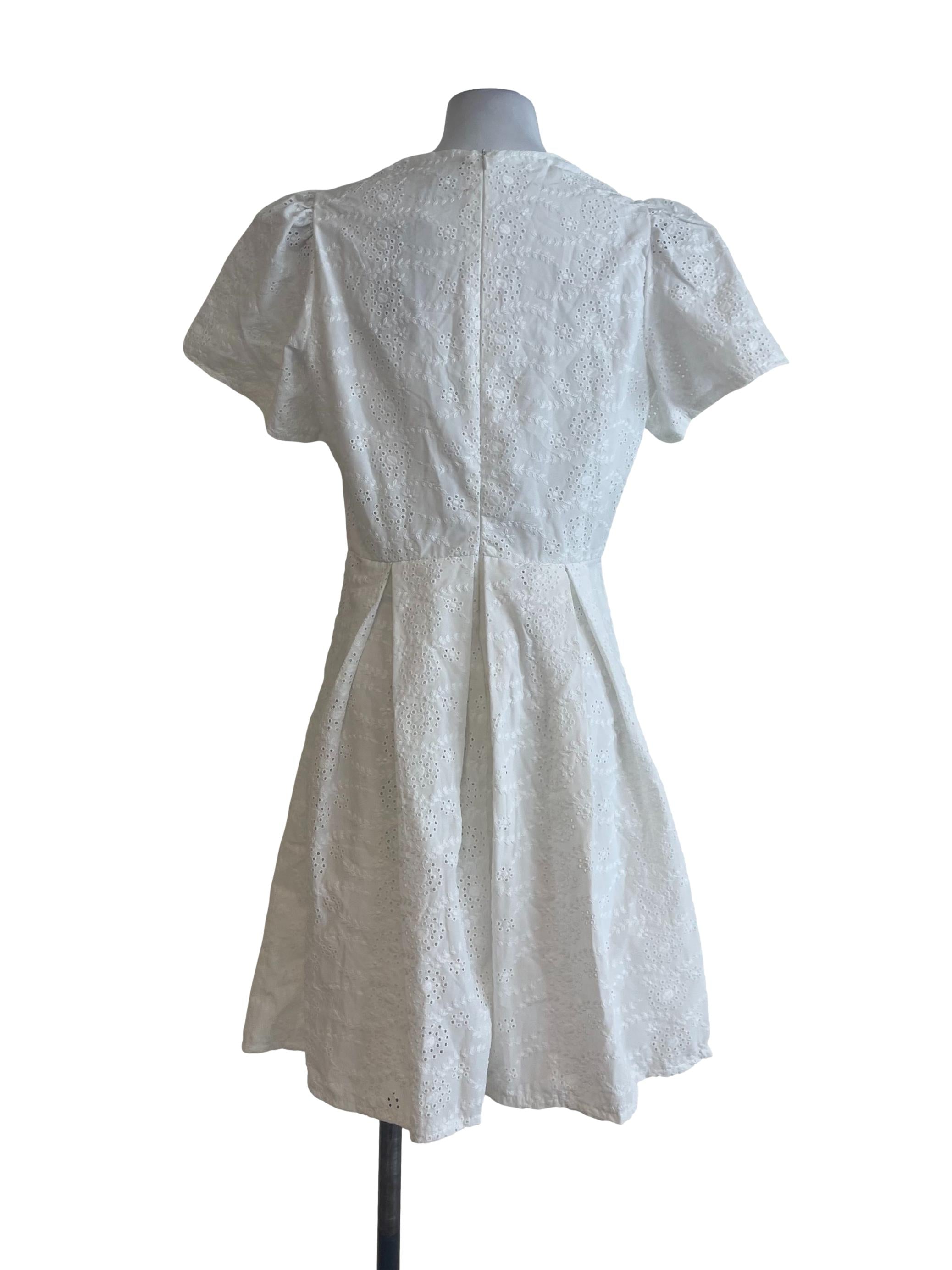 White Cotton Eyelet Midi Dress