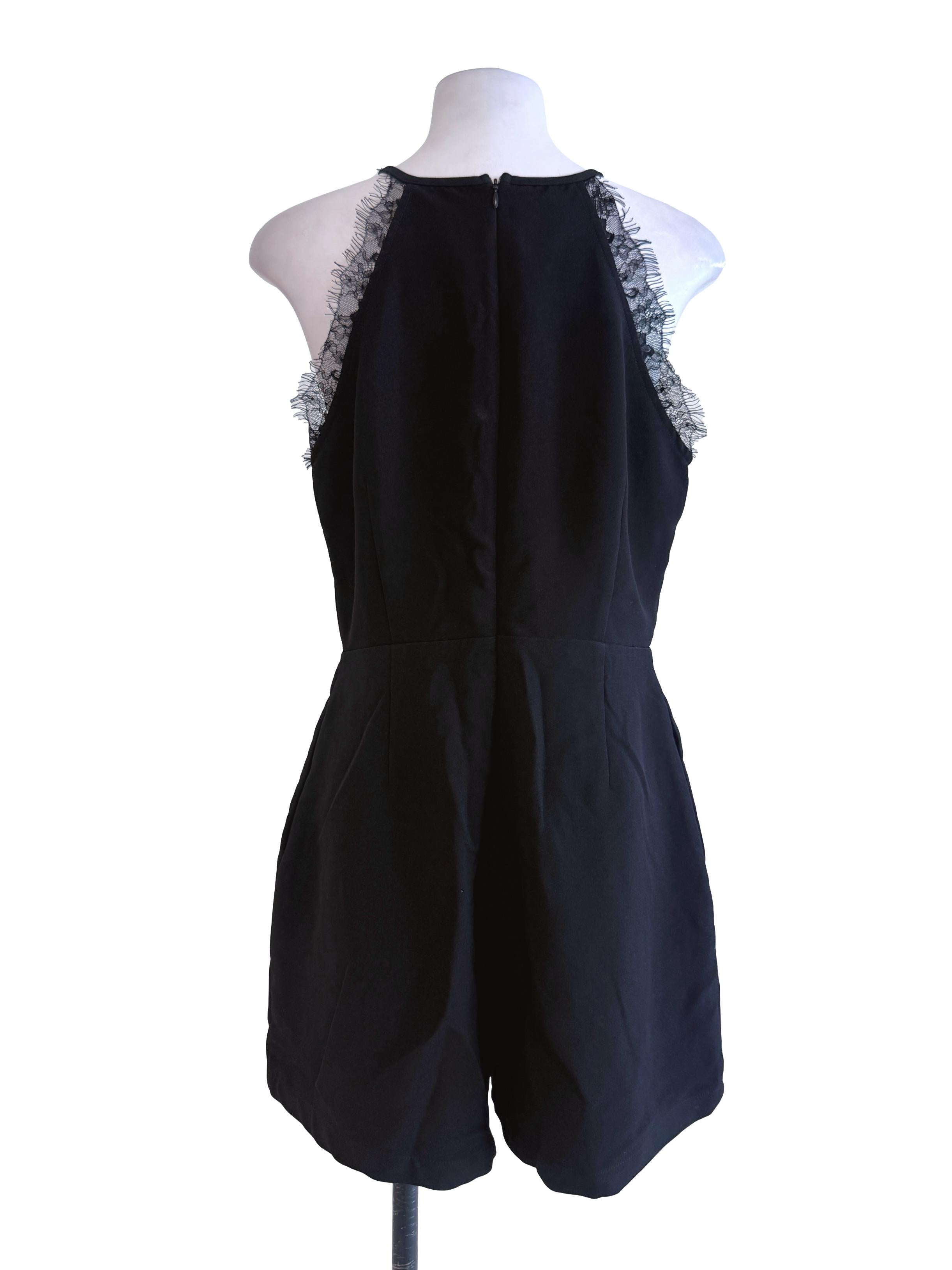 Black Sleeveless Short Romper TTR