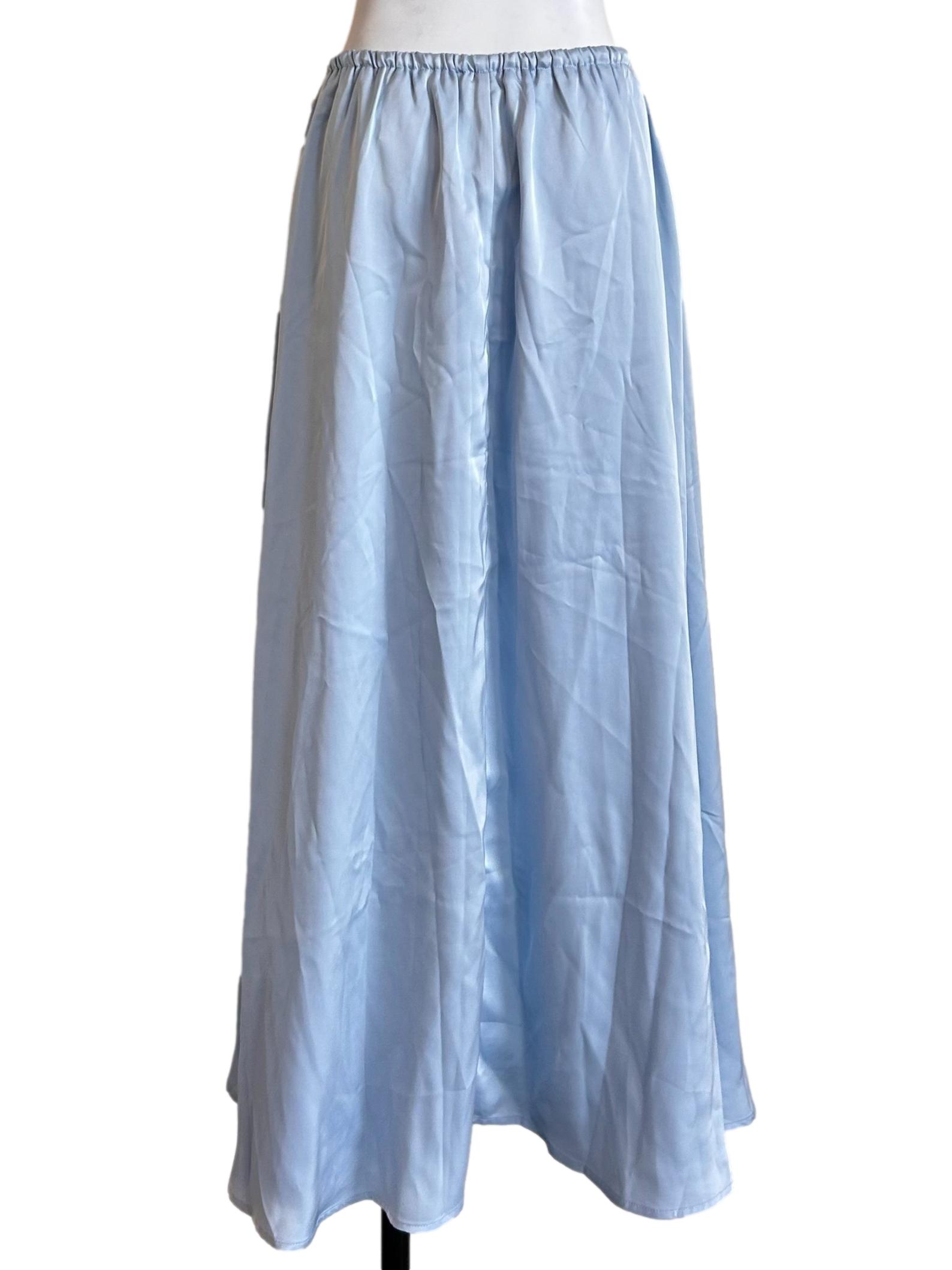 Light Blue Satin Maxi Skirt