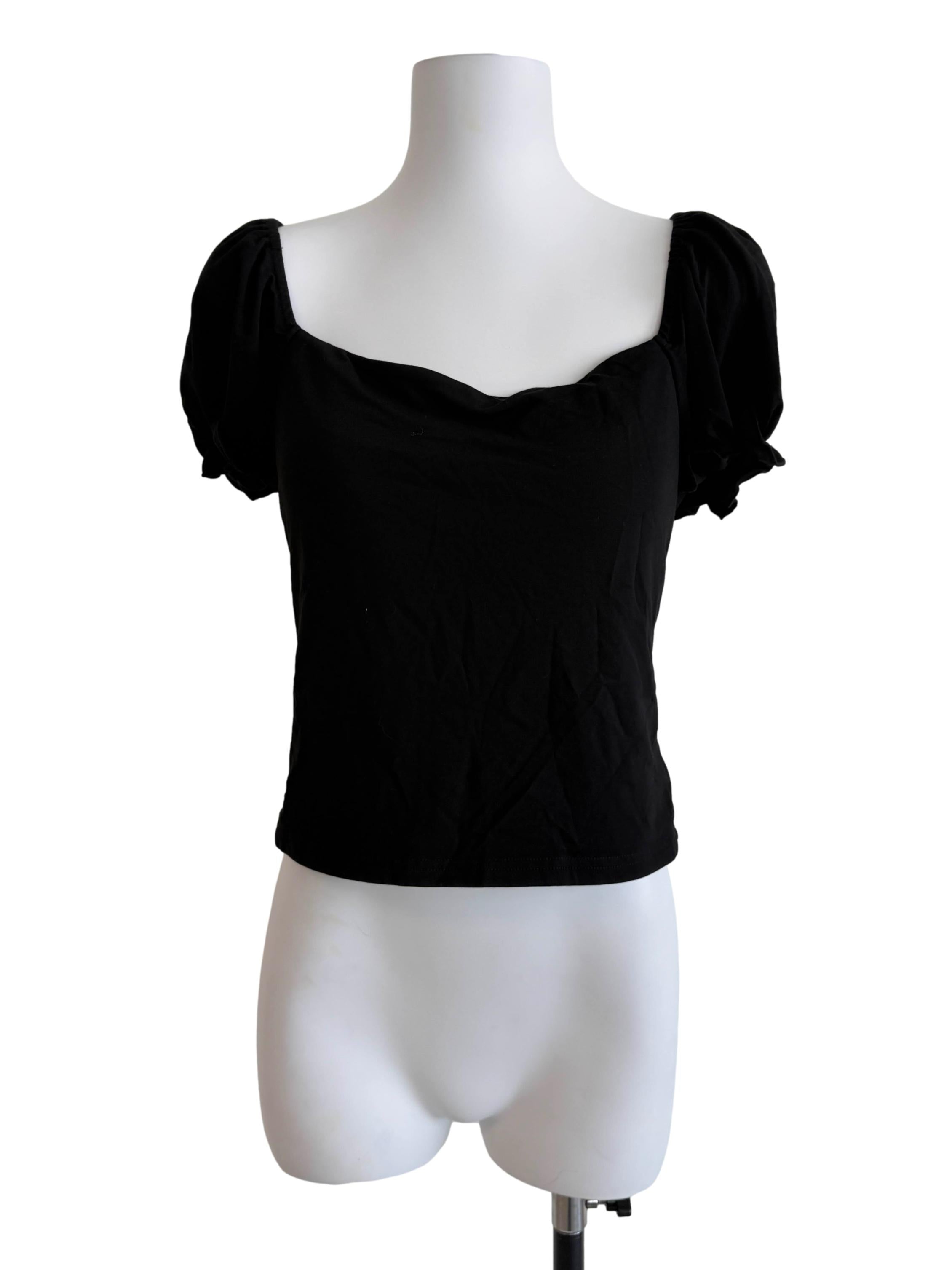 Black Puff Sleeves Top