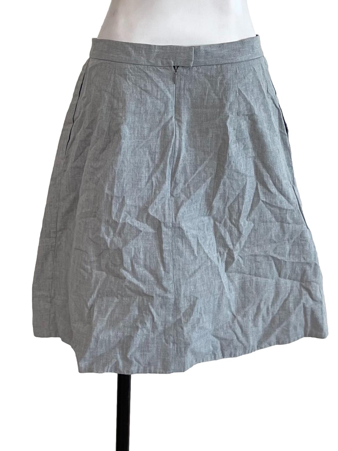 Light Grey Pleated A-Line Skirt
