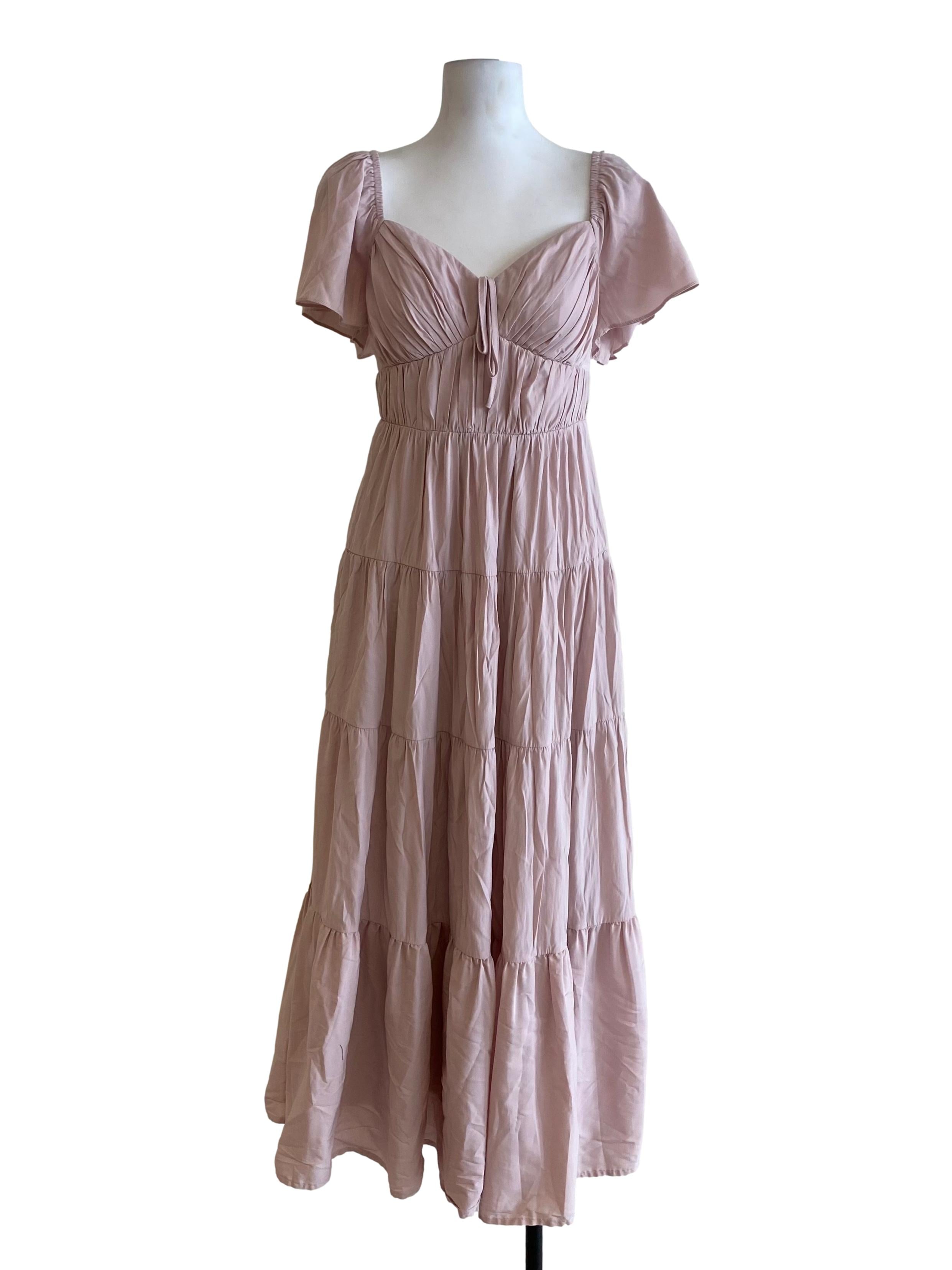 Light Pink Lemonade Pleated Pattern Empire Dress