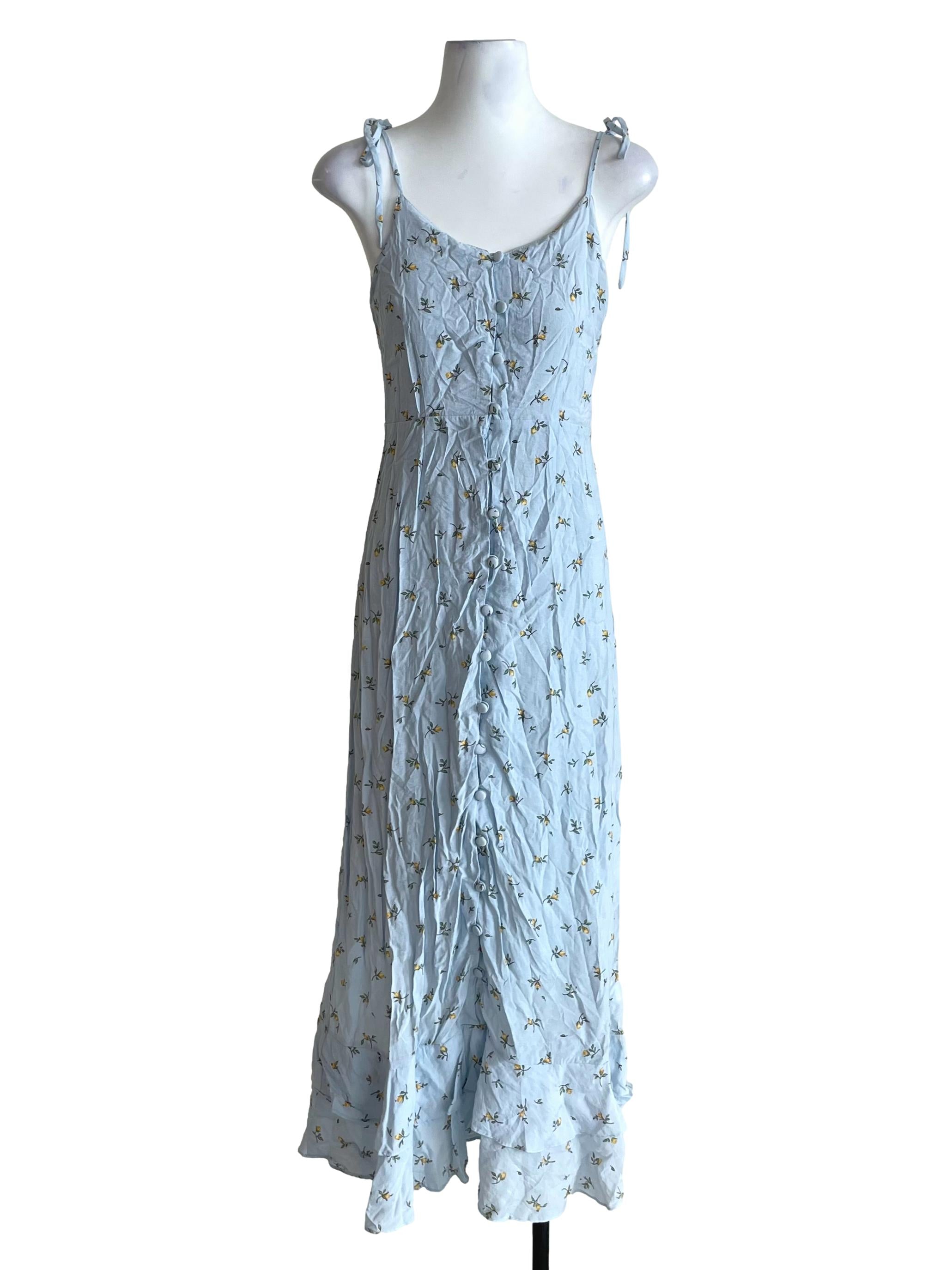 Pale Blue Floral Button Down Dress