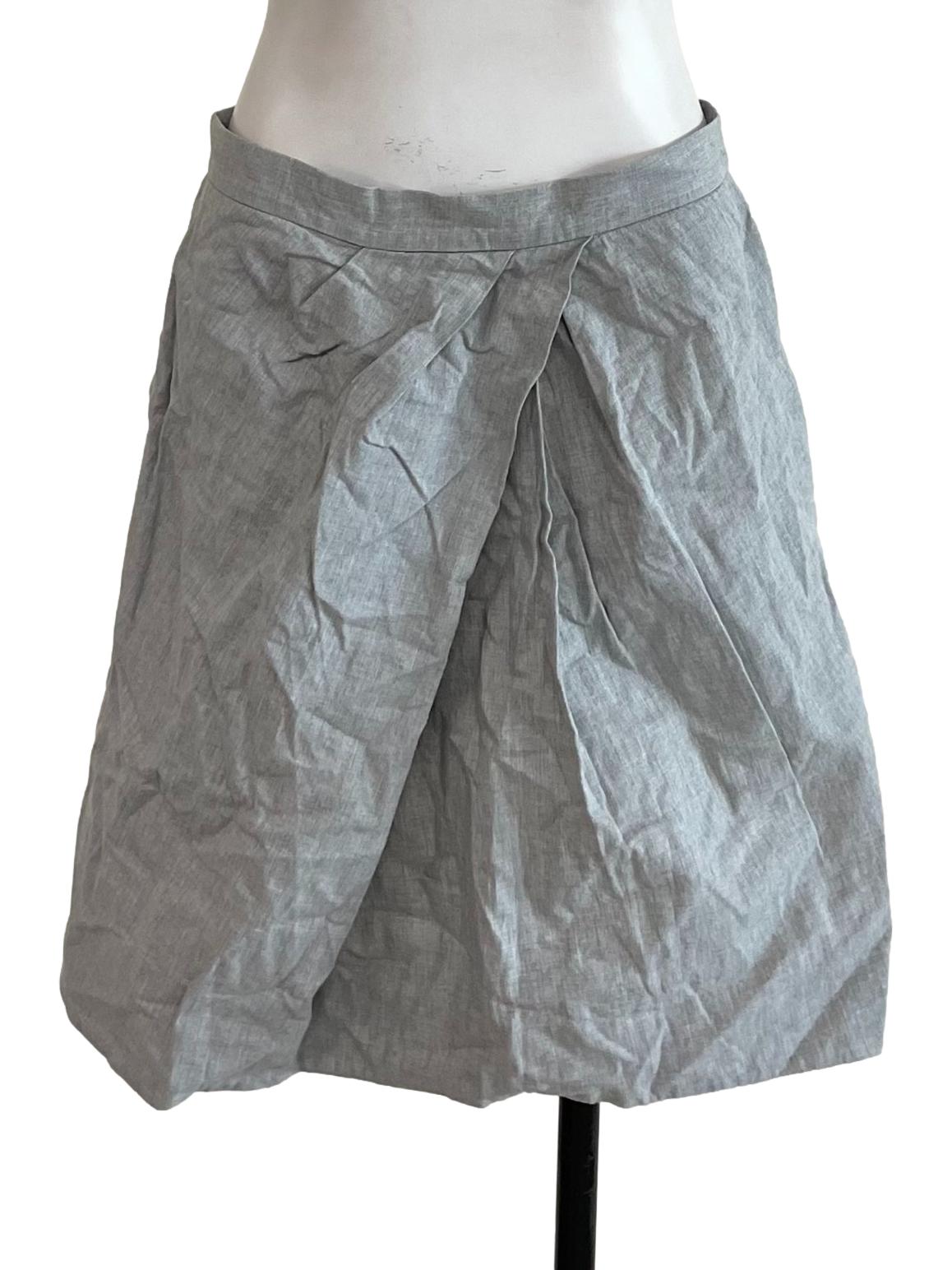 Light Grey Pleated A-Line Skirt