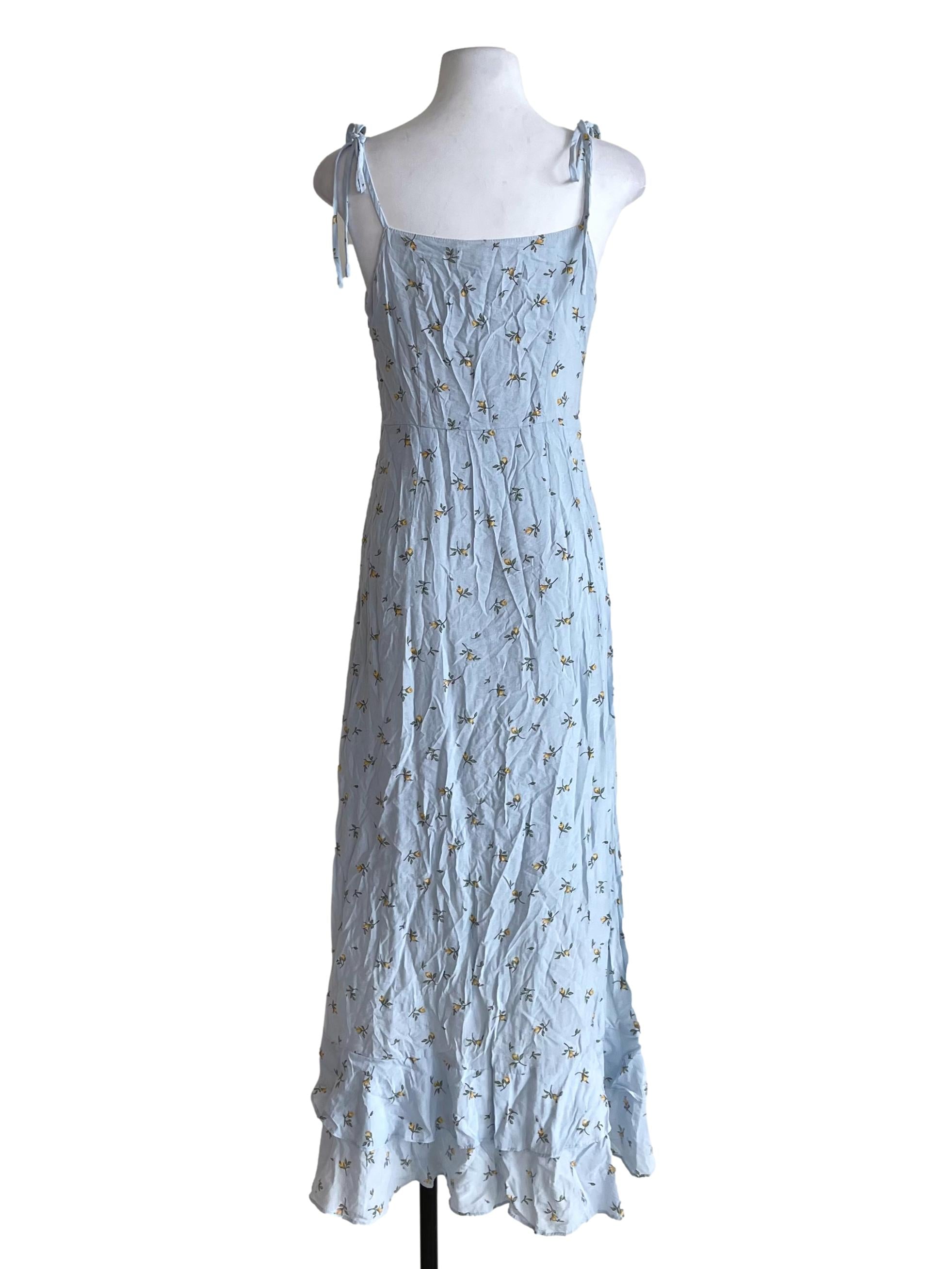 Pale Blue Floral Button Down Dress