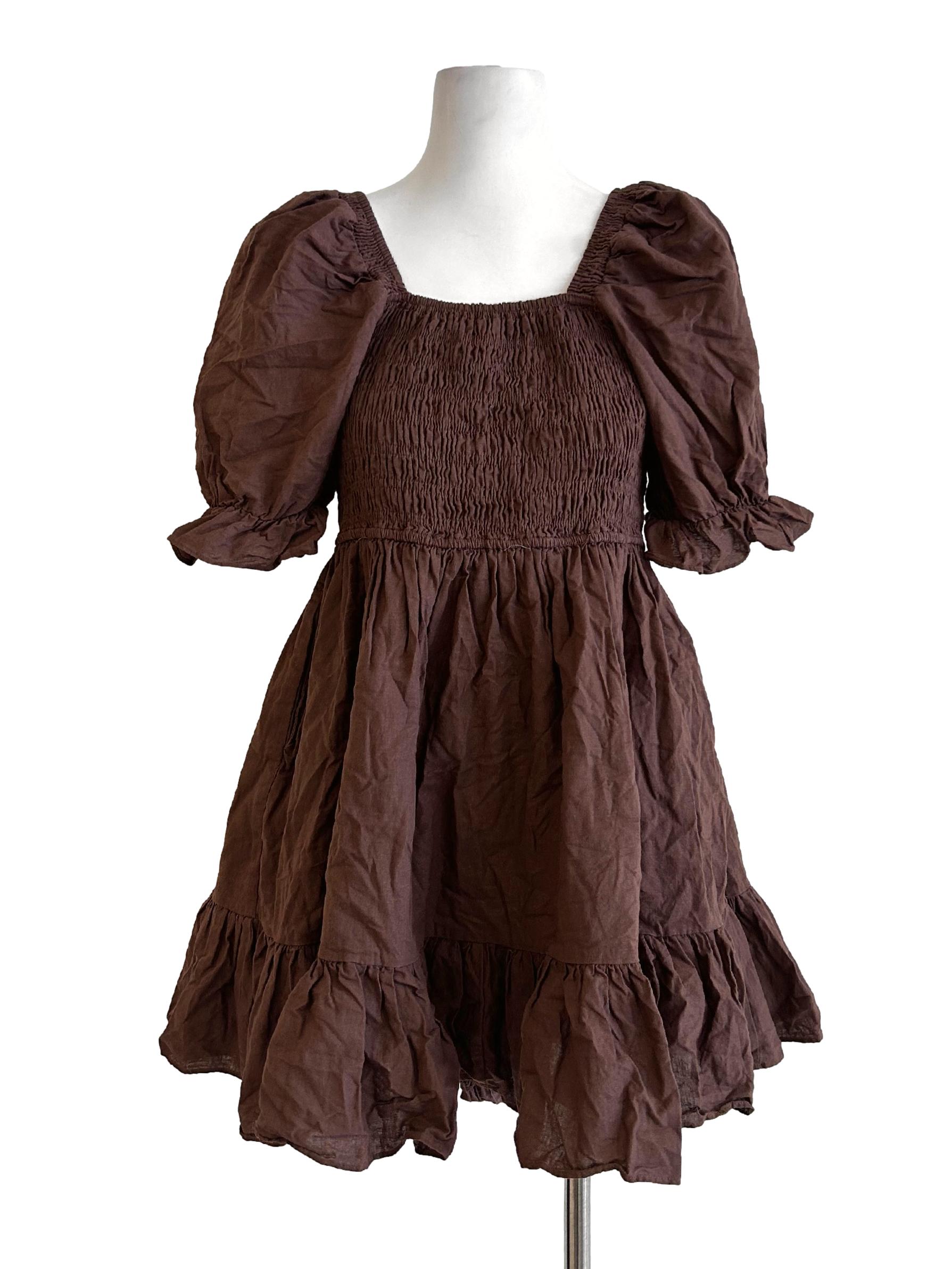 Cinnamon Brown Ruched Dress
