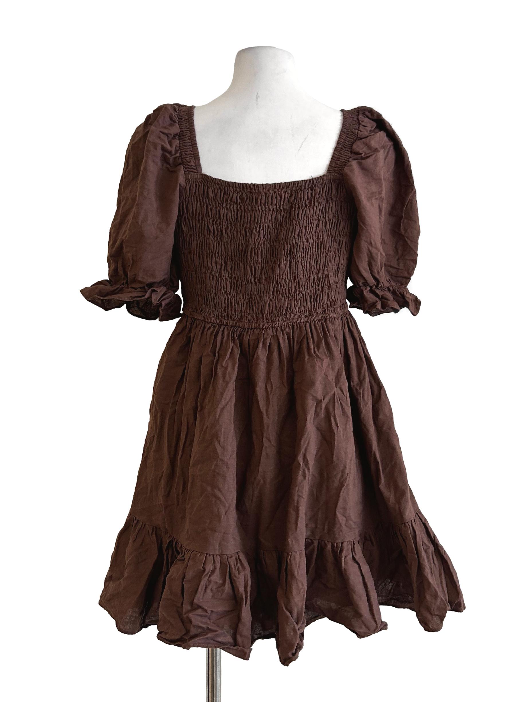 Cinnamon Brown Ruched Dress