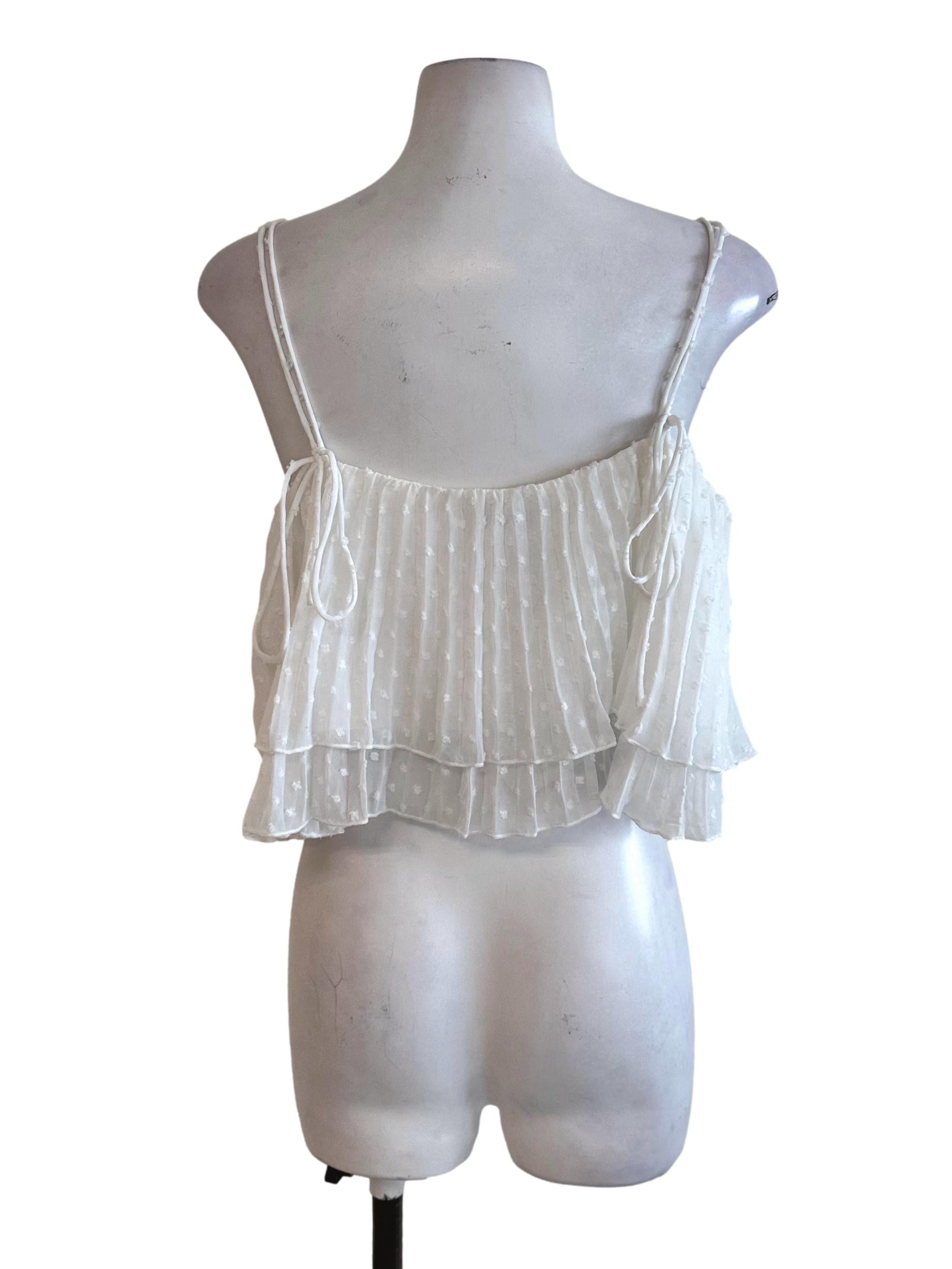 Ivory White Textured Layered Babydoll Top LB