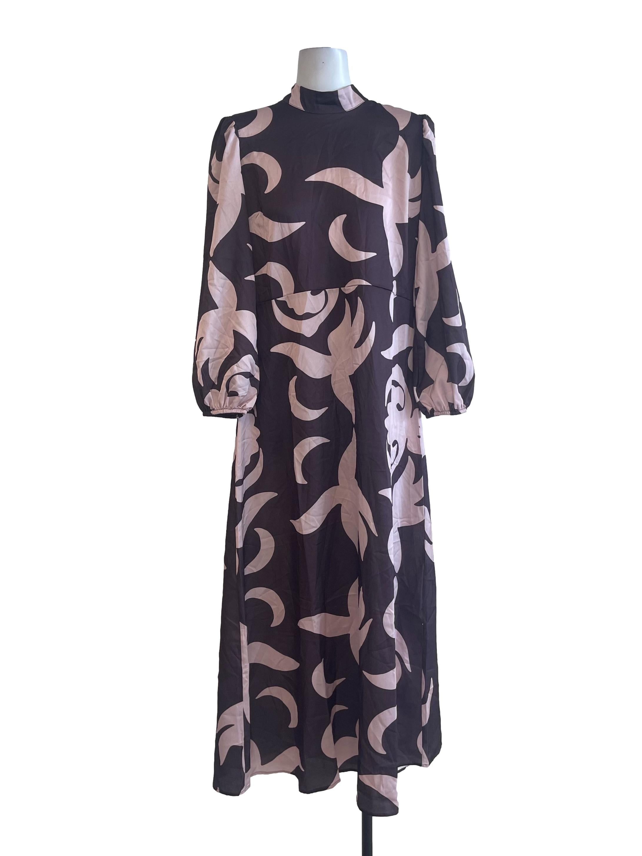 Brown Pattern Long Dress
