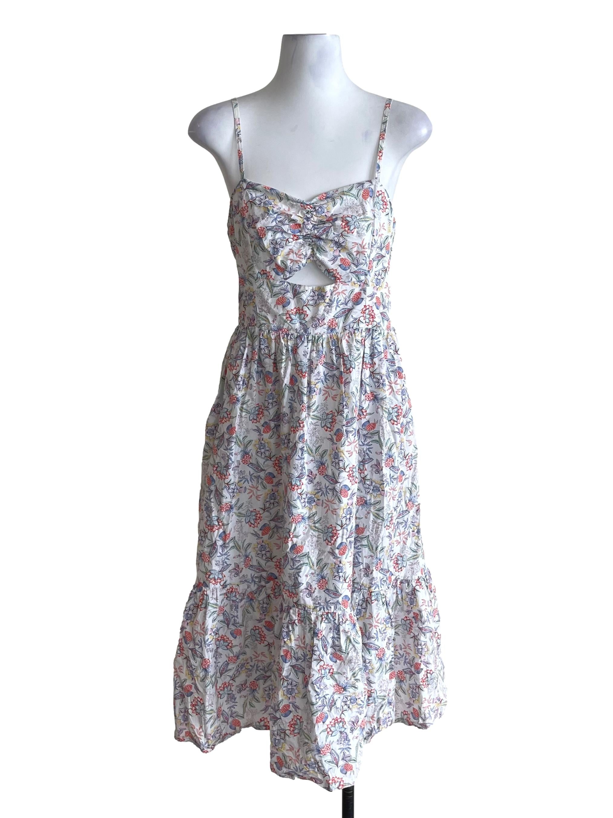 White Floral Tiered Cami Dress