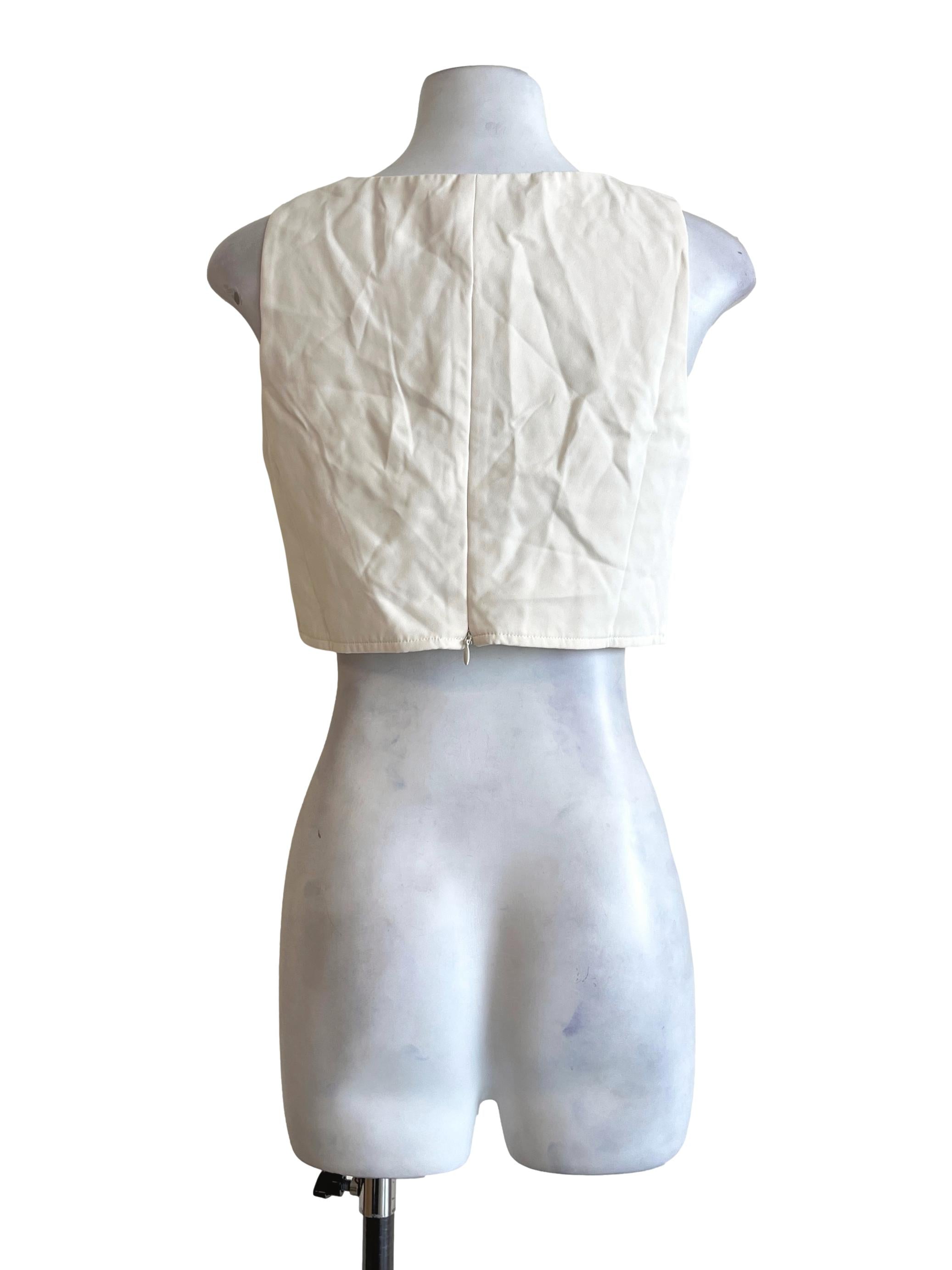 Ivory White V-Neck Cropped Top