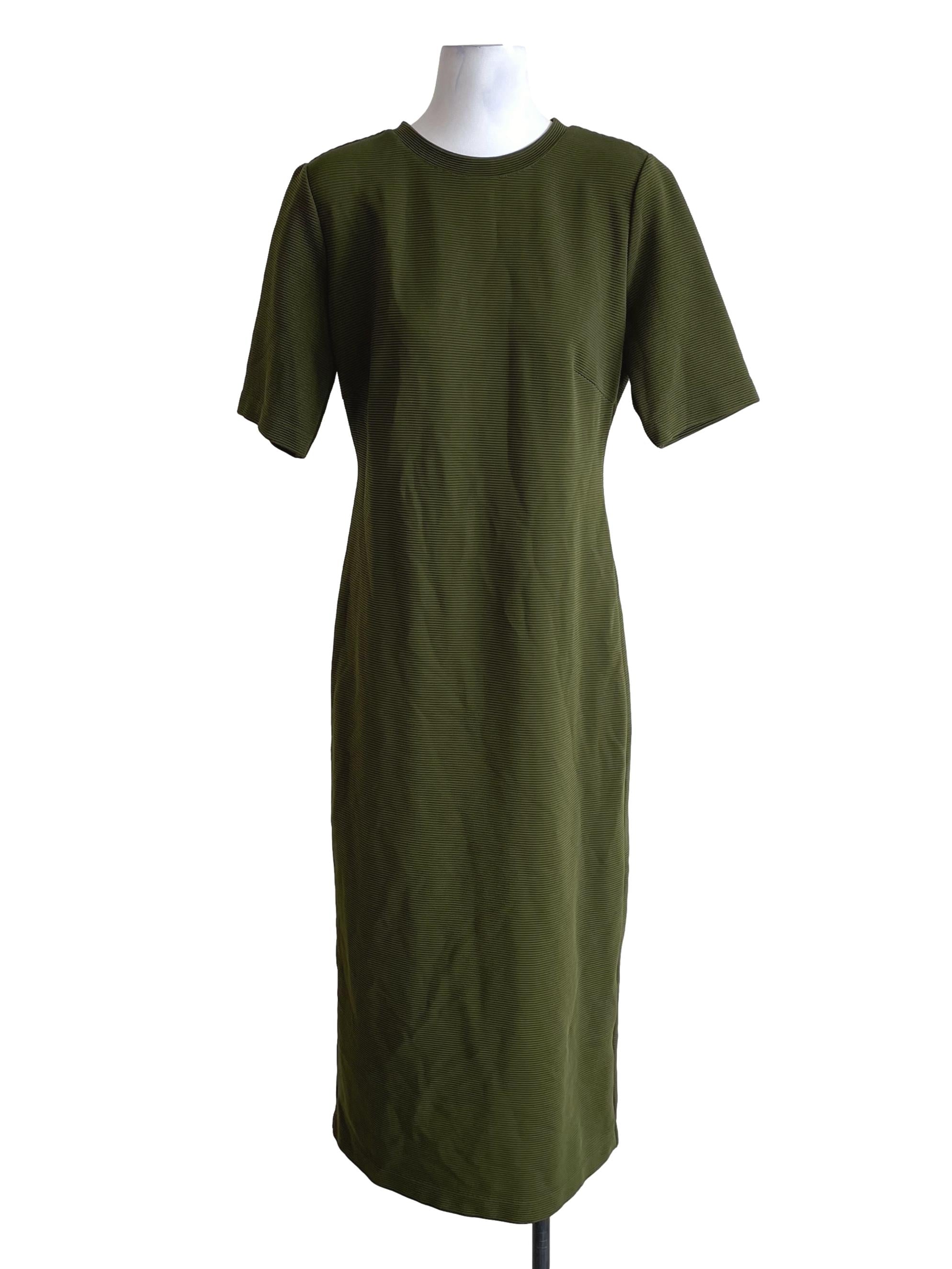 Moss Green Ribbed Knit Dress