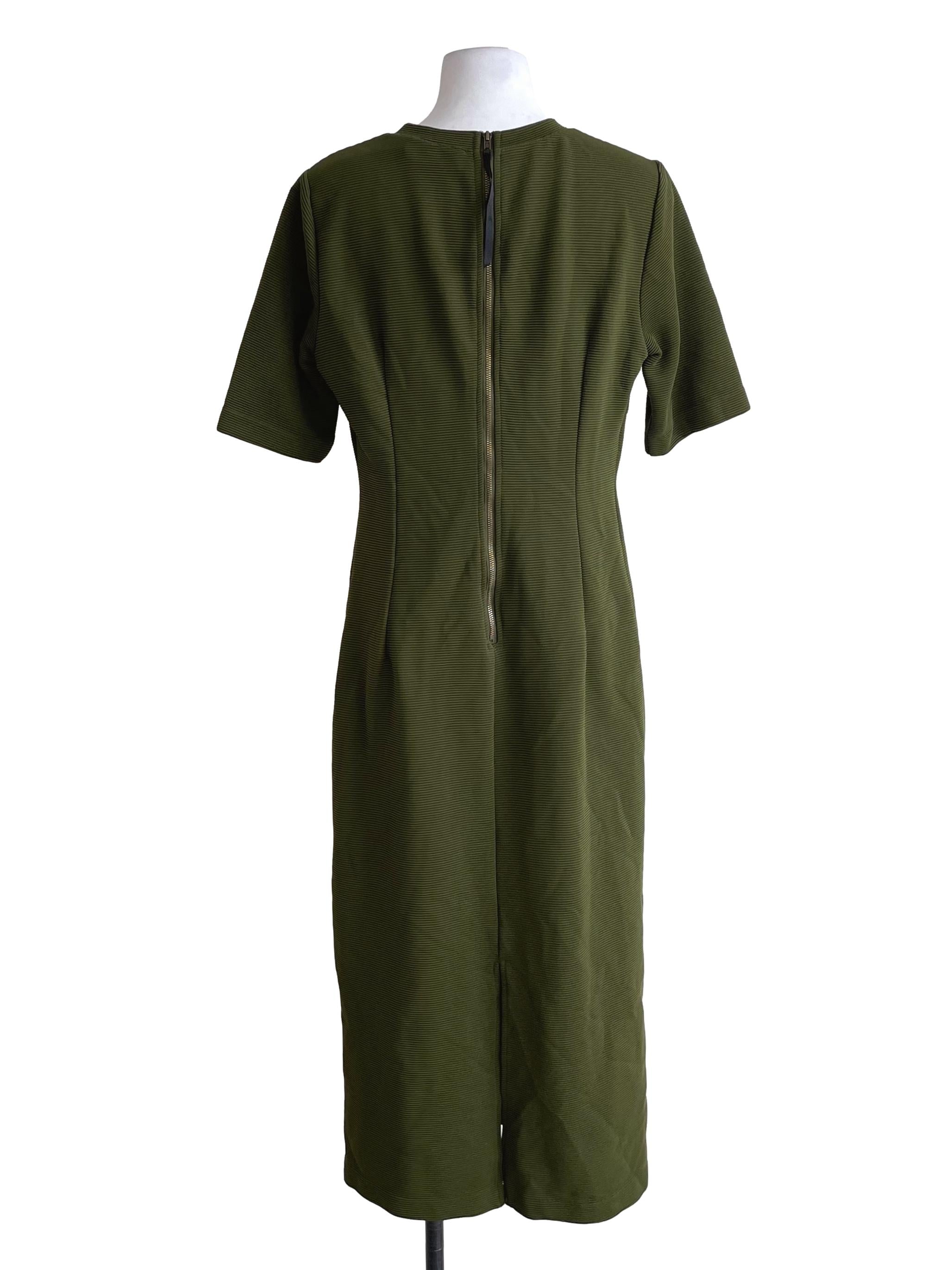 Moss Green Ribbed Knit Dress