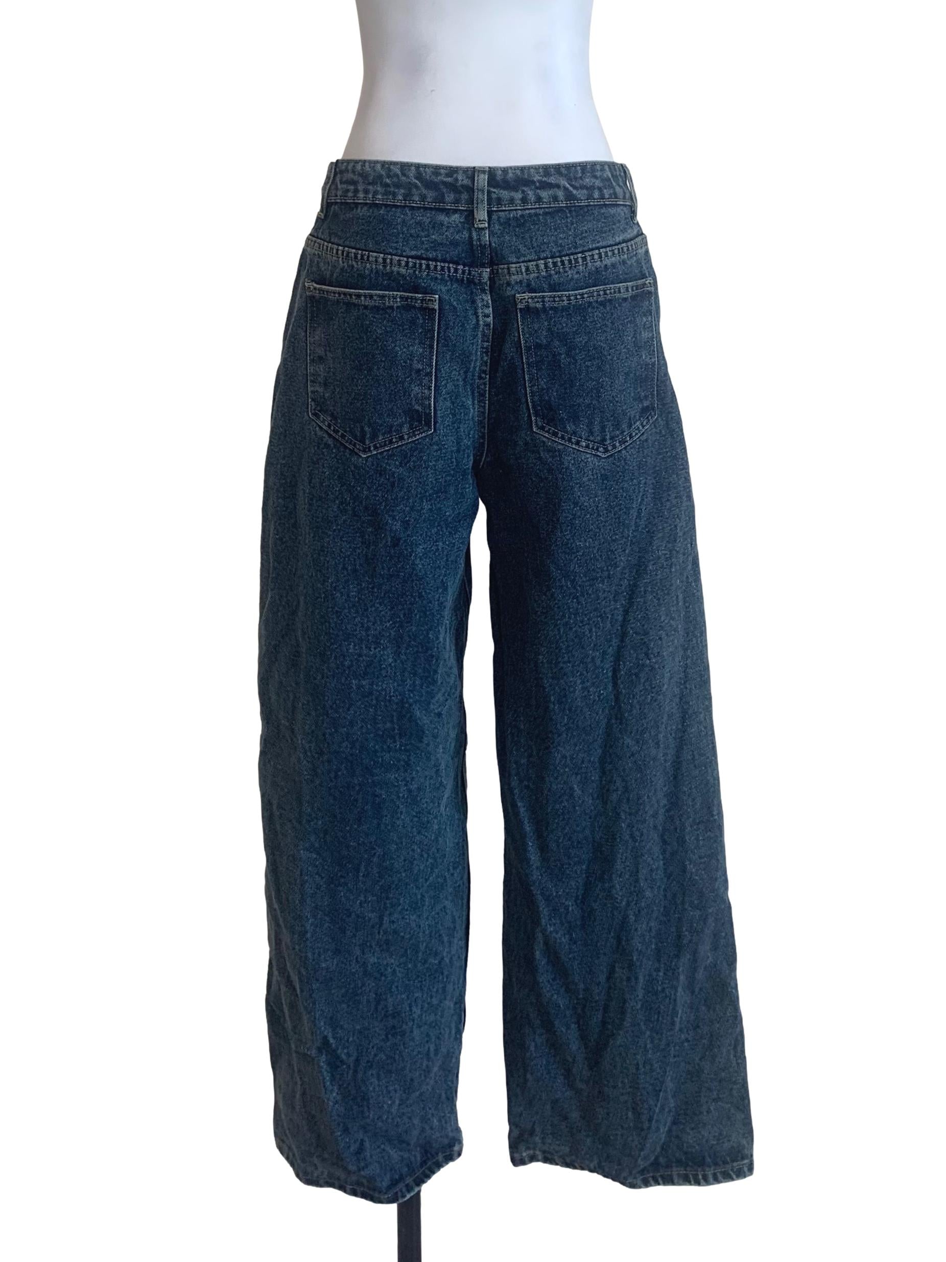 Denim Blue Pattern Regular Fit Jeans
