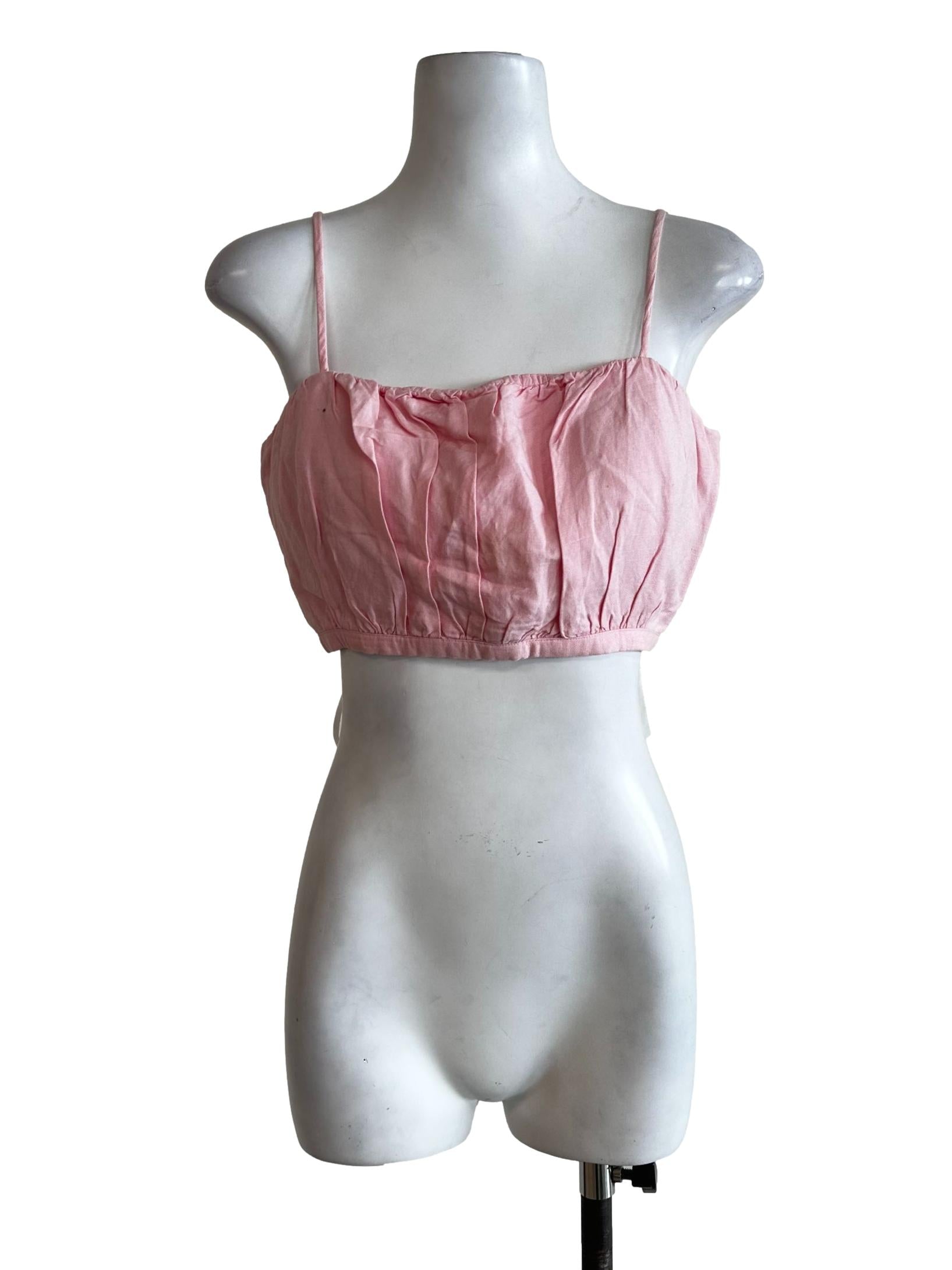 Watermelon Pink Padded Crop Top