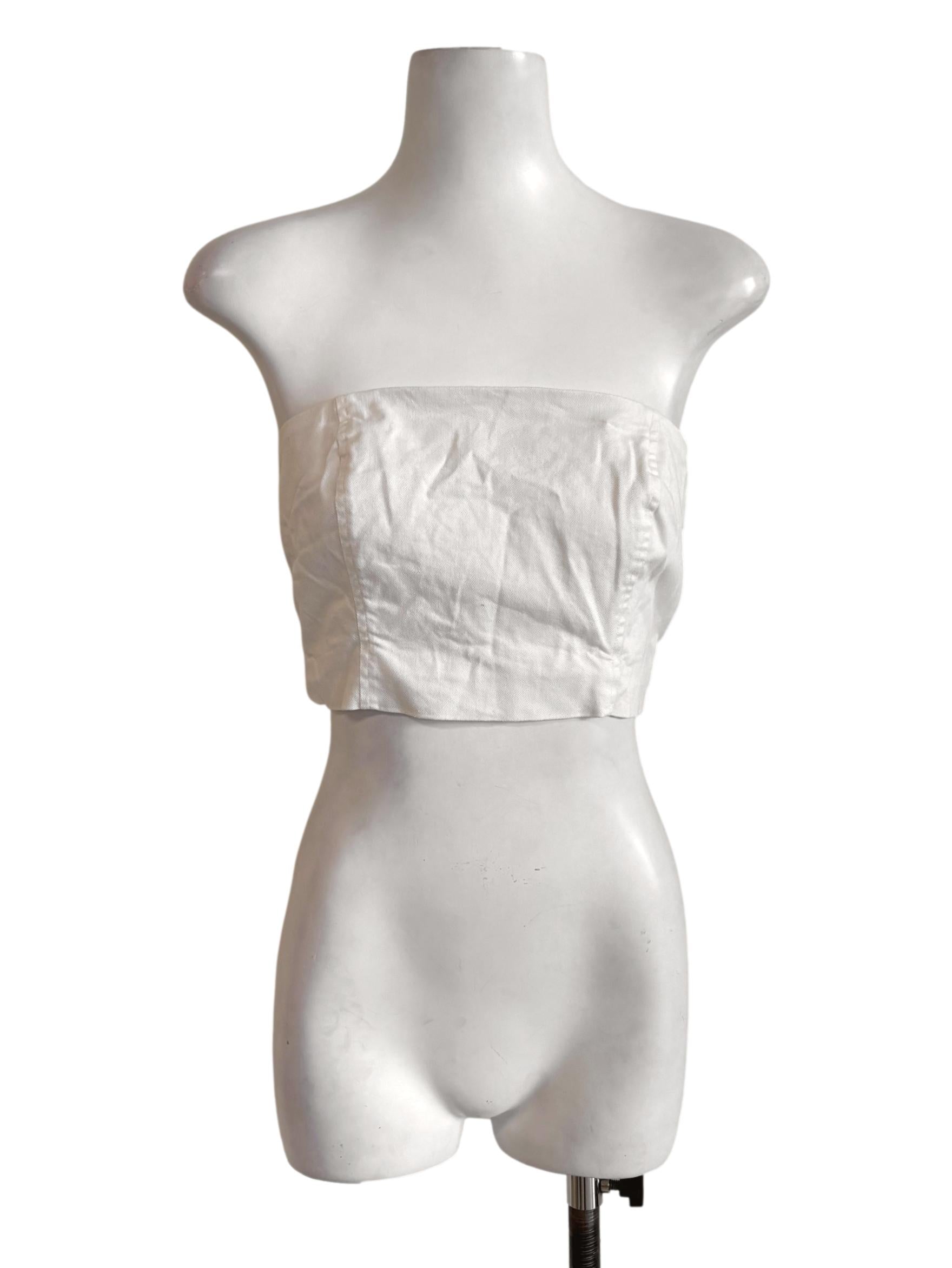 White Denim Strapless Top