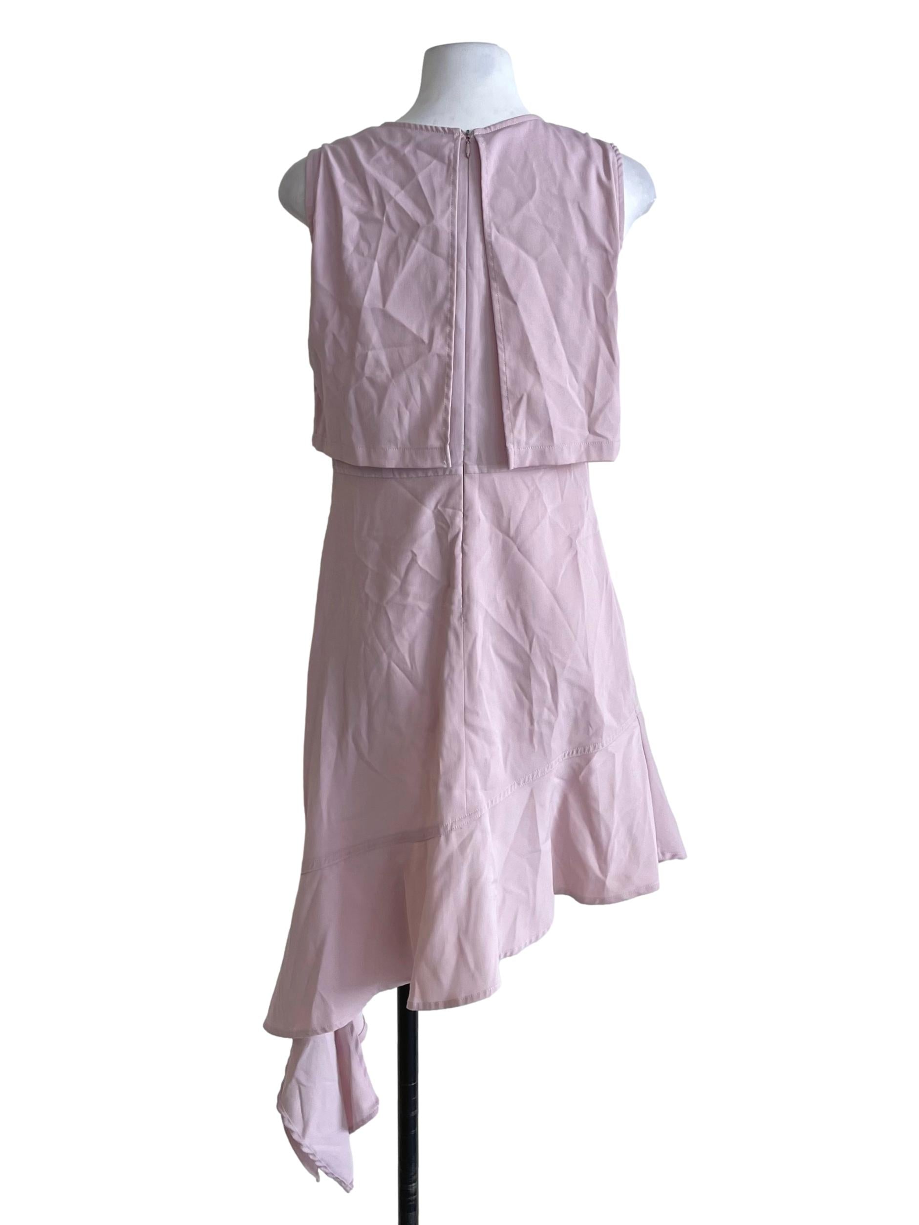 Pale Mauve Sleeveless Flounced Dress