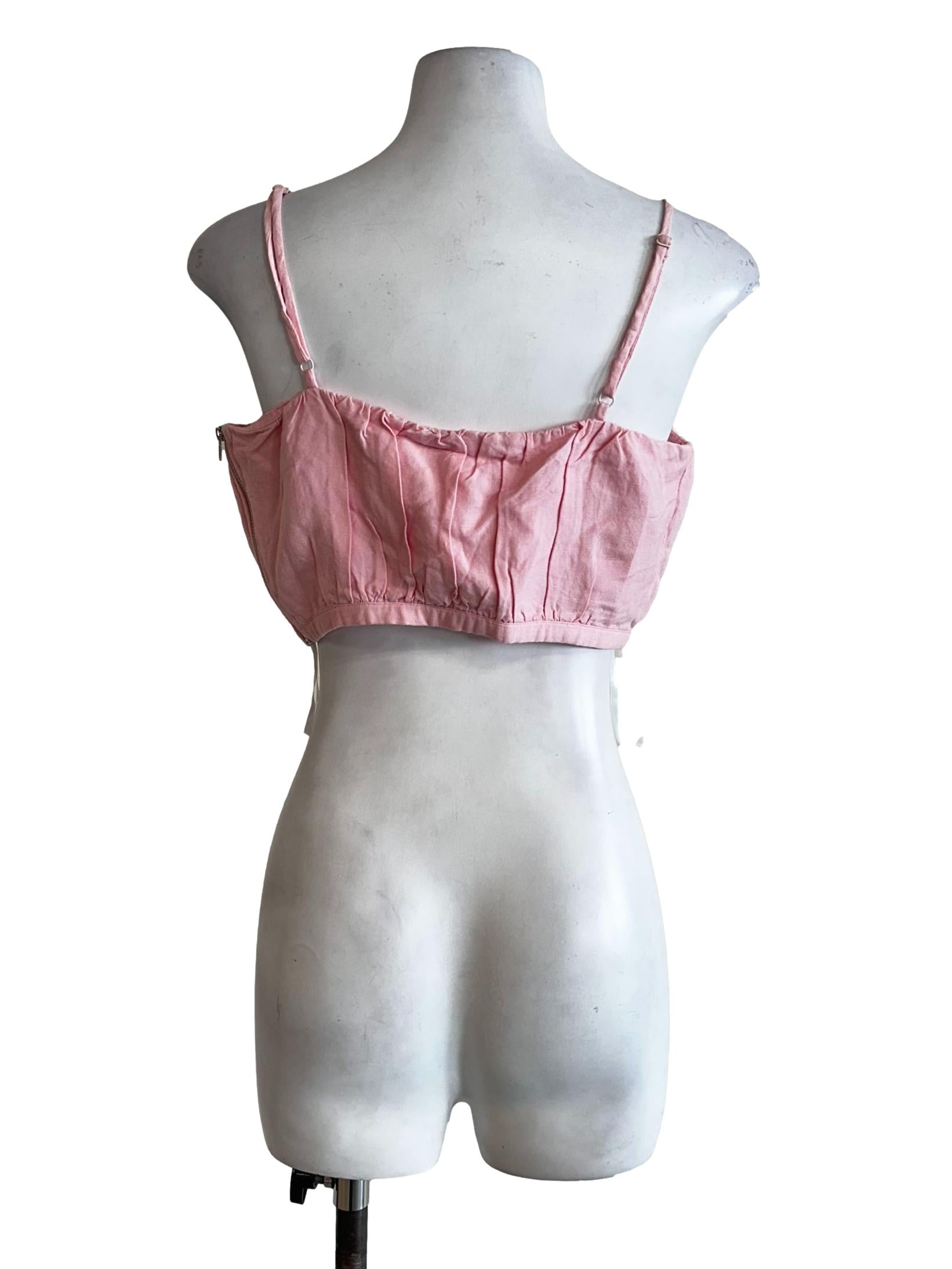 Watermelon Pink Padded Crop Top