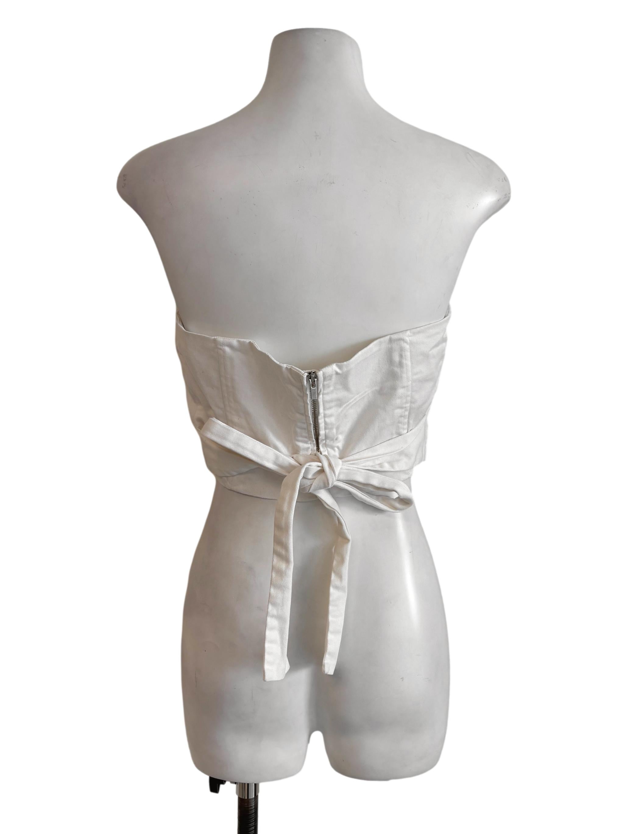 White Denim Strapless Top
