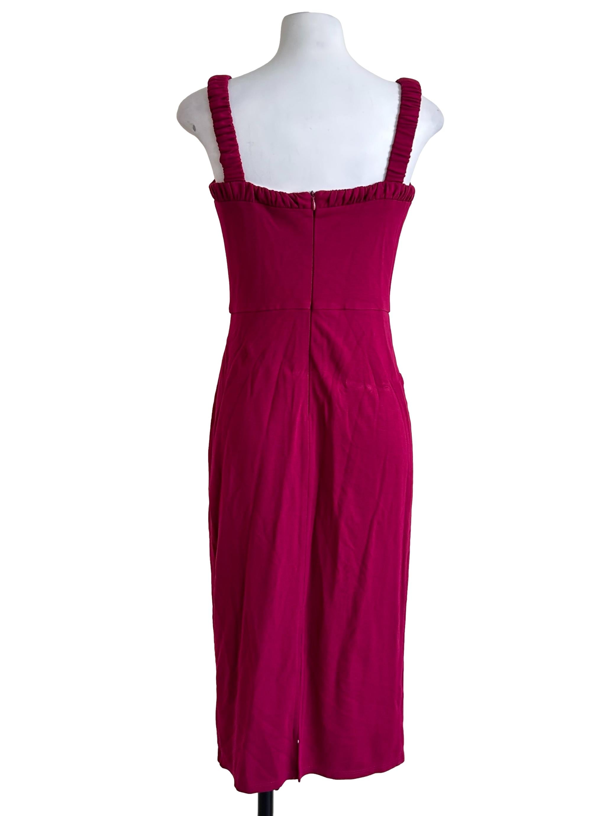 Fitted Magenta Midi-Length Dress