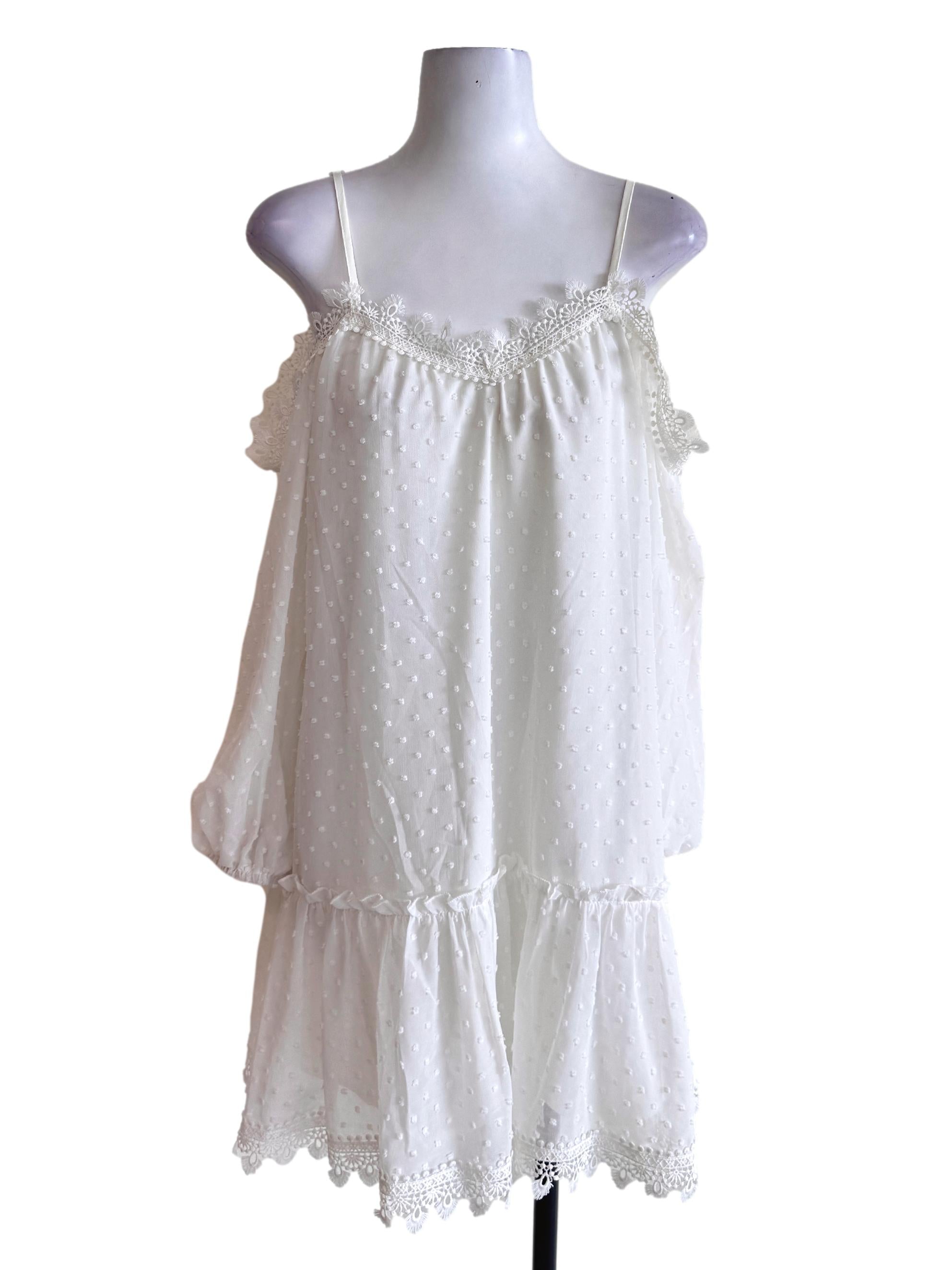 White Lace Textured Dress