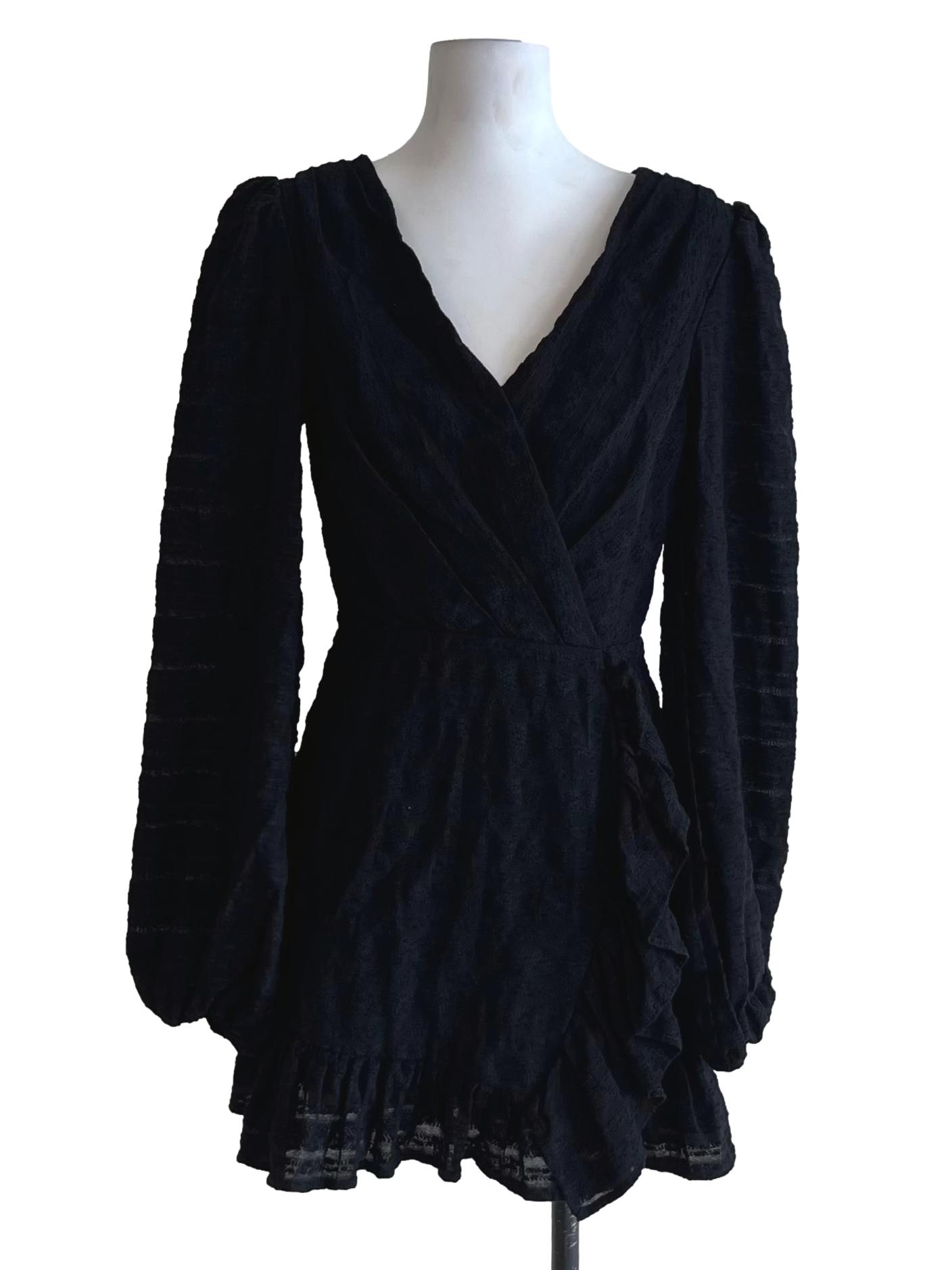 Black V-Neck Empire Dress