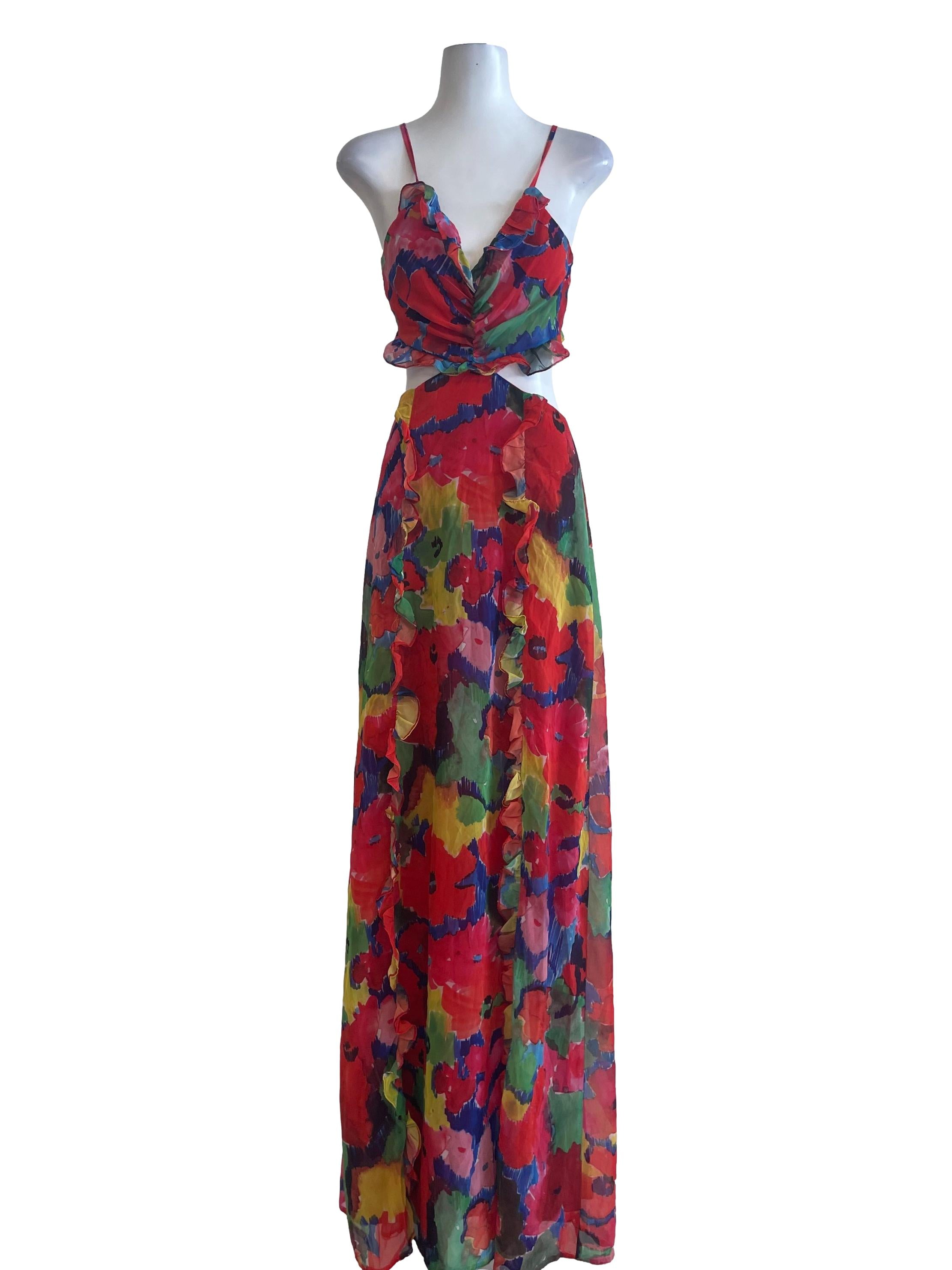 Multicolor Printed Chiffon Dress