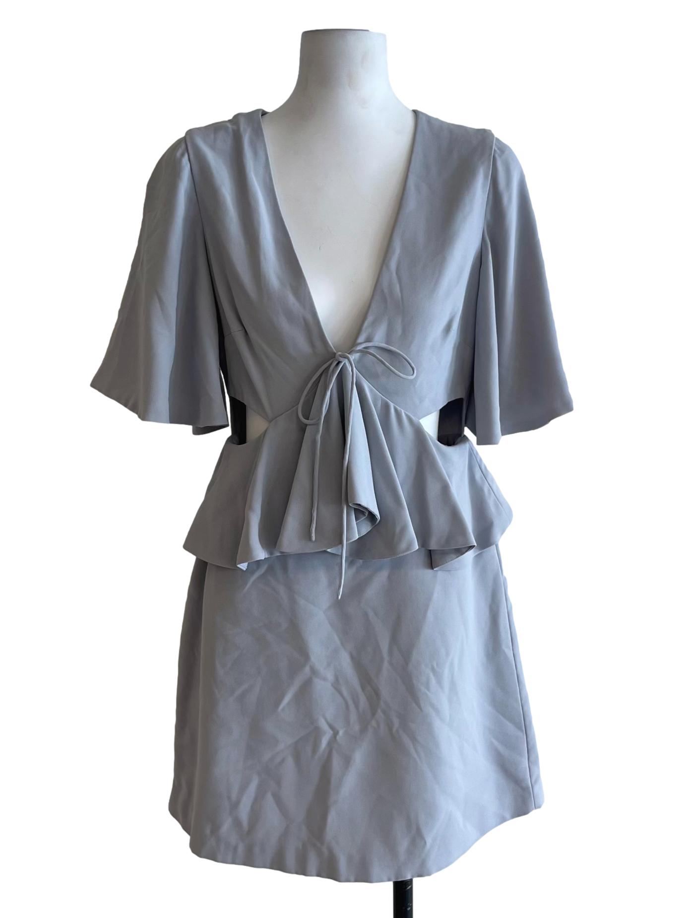 Coin Grey V-Neck Empire Dress