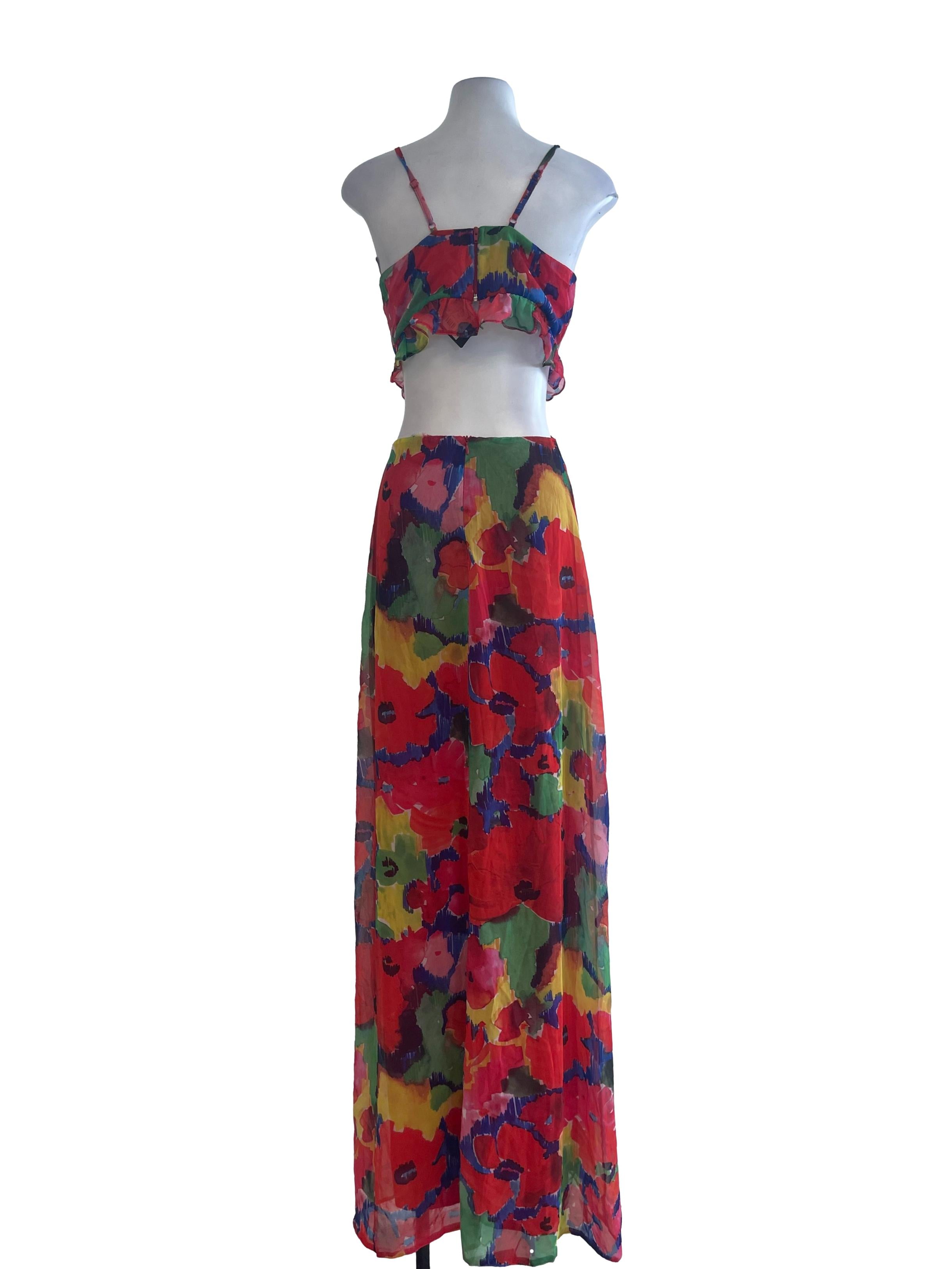 Multicolor Printed Chiffon Dress