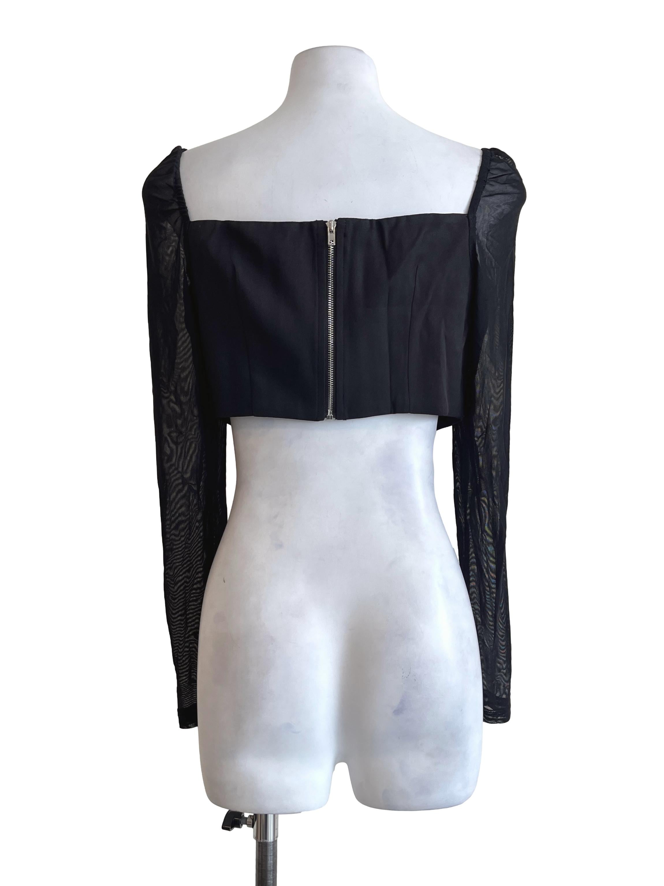 Ink Black Square Long Sleeve Top
