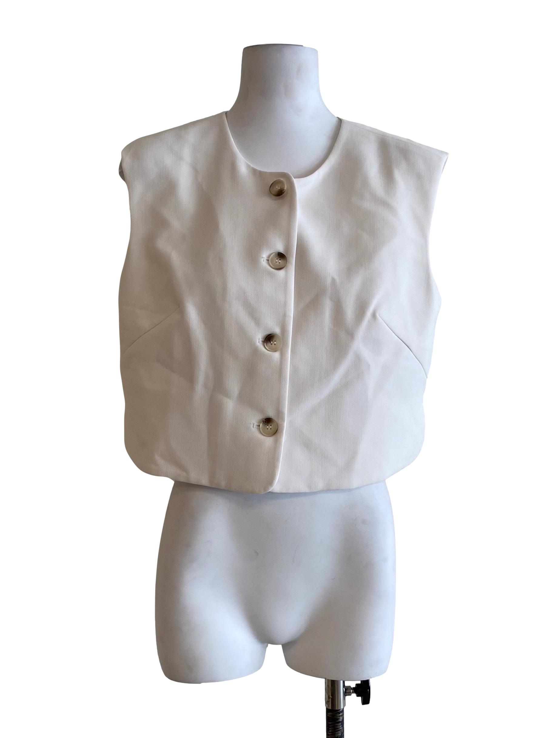 Alabaster White Button Down Vest